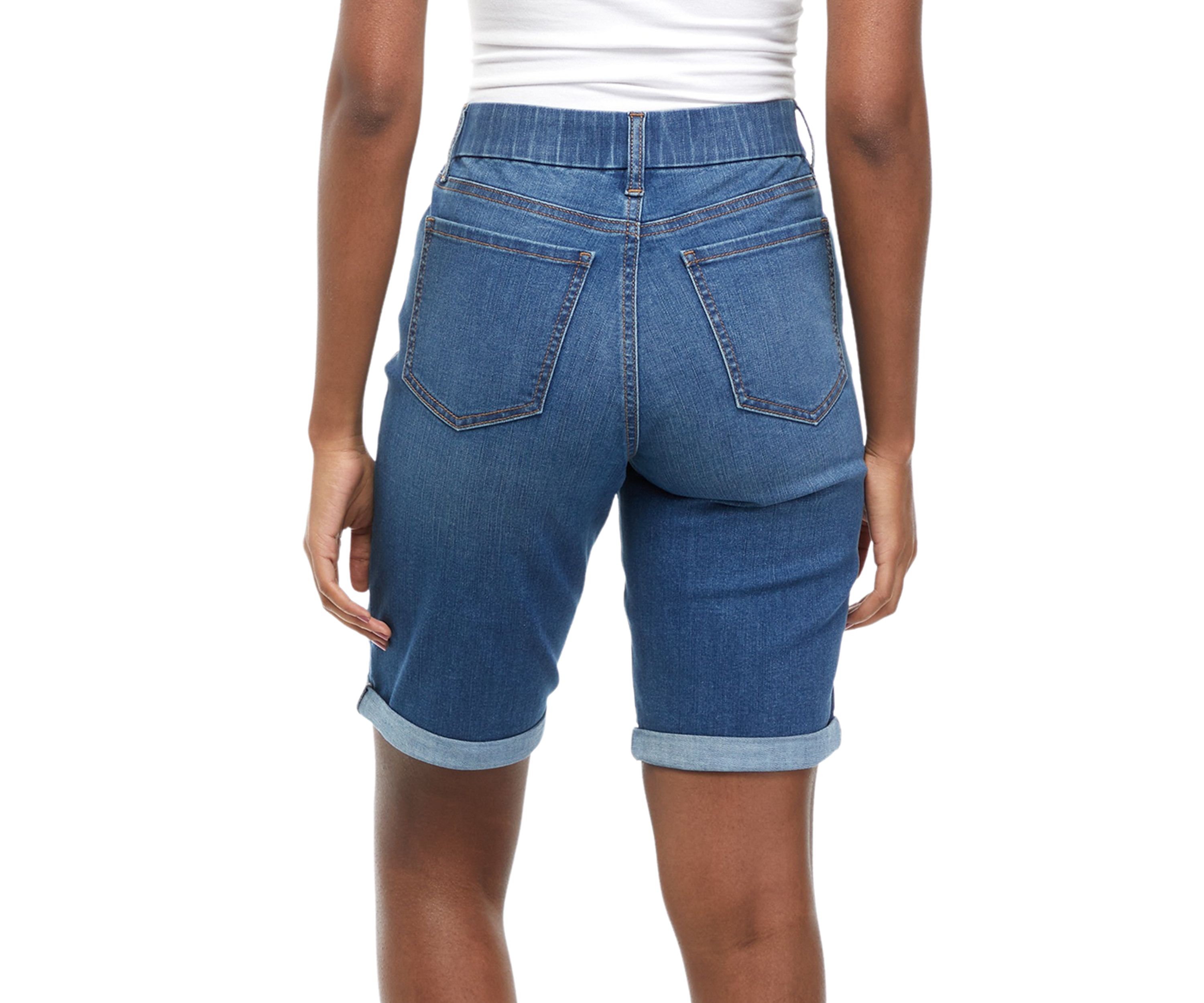 Womens Pull On Denim Bermuda Shorts