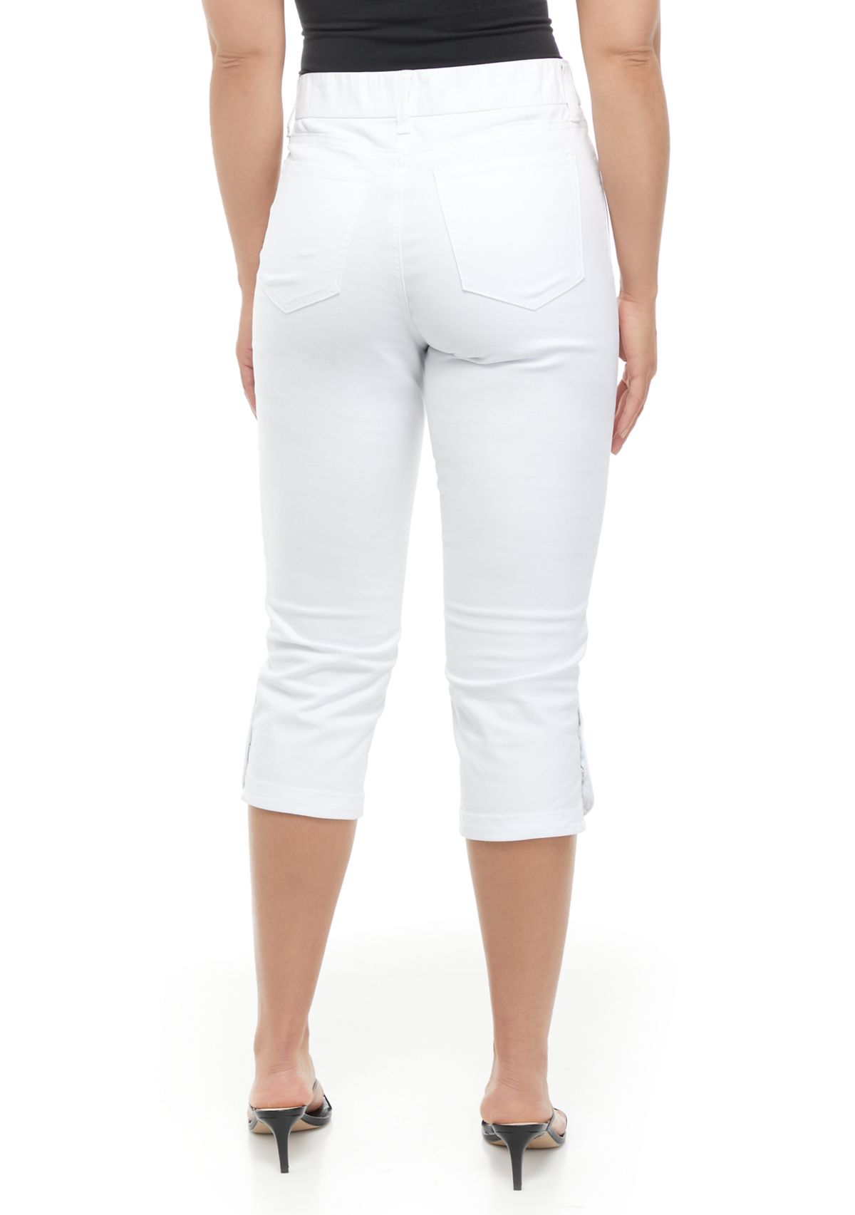 Womens Tulip Snap Hem Denim Capris