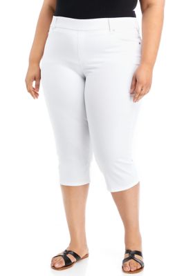 KIM ROGERS Curvy Womens PLUS SIZE Elastic Stretch Waist Pull On CAPRI Crop  Pants