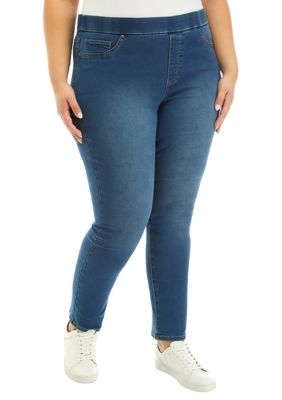 Kim Rogers Womens Tummy Control Pull-On Jeans Size 8P Average Straight Leg