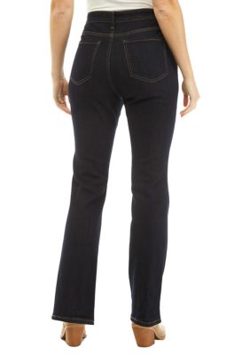 Kim Rogers Womens Tummy Control Pull-On Jeans Size 8P Average Straight Leg