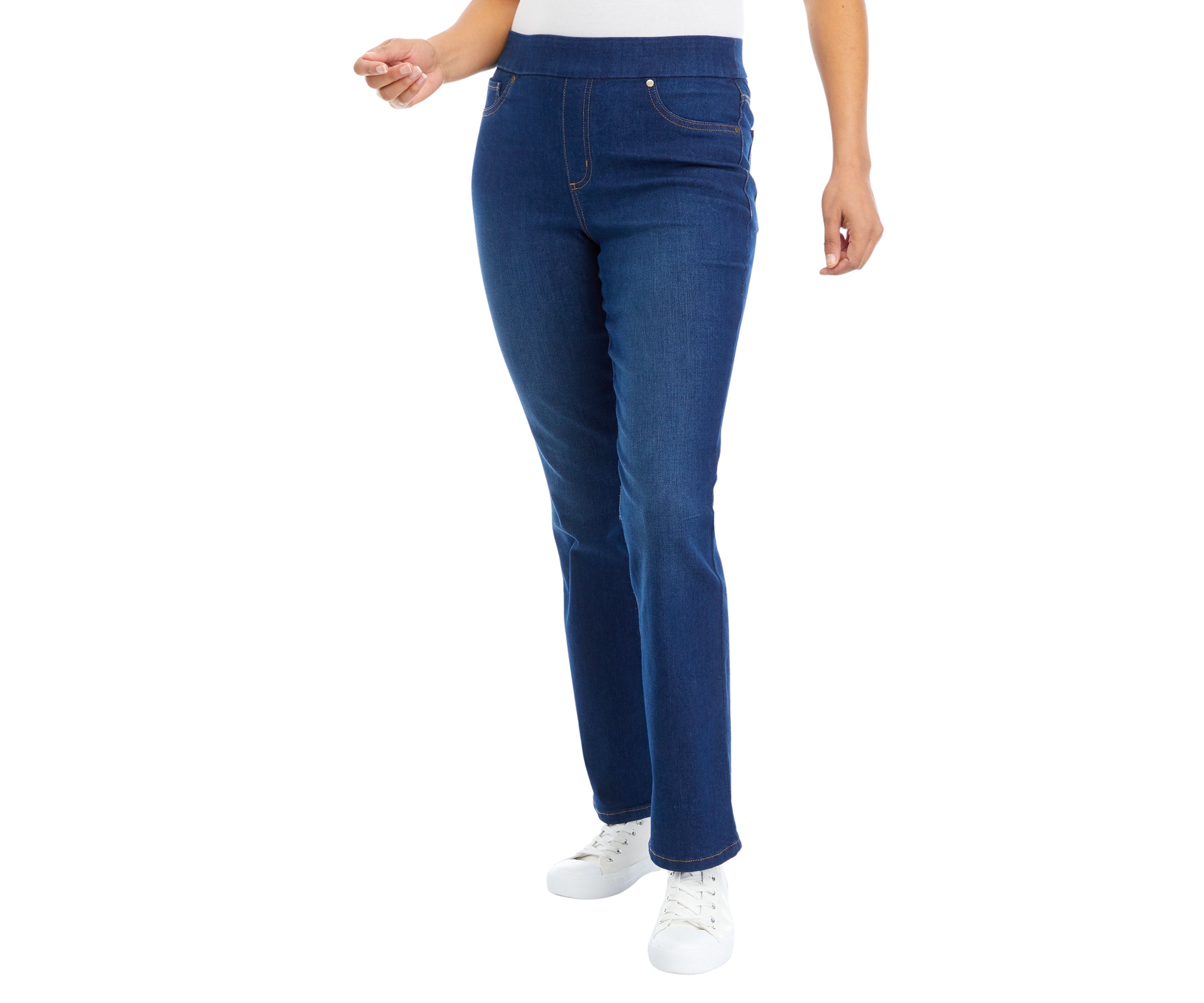 Womens Pull On Denim Straight Jeans