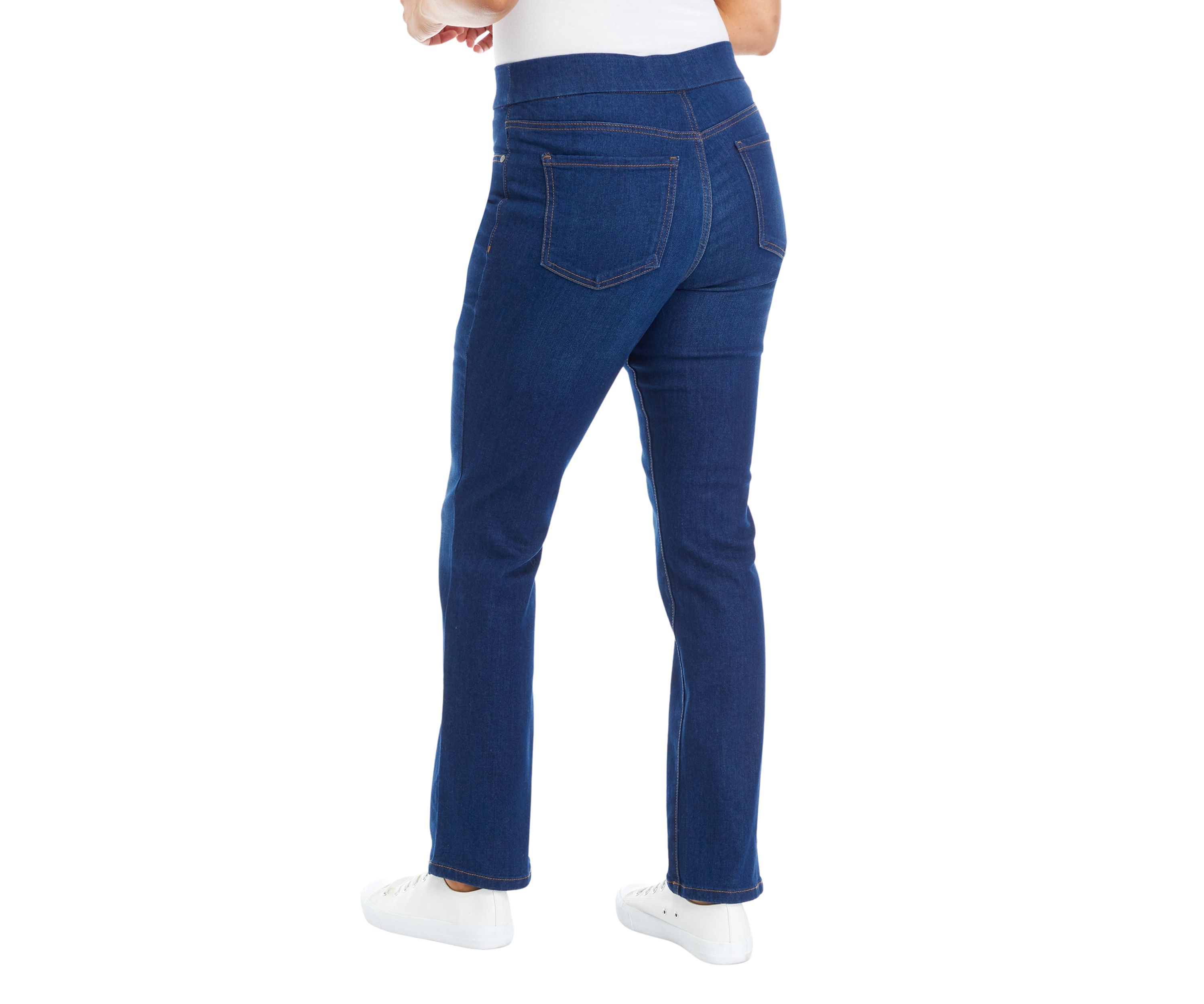 Womens Pull On Denim Straight Jeans