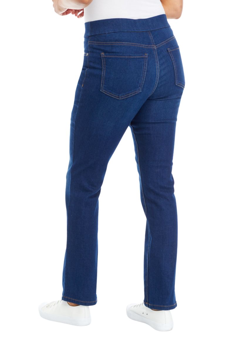 Womens Pull On Denim Straight Jeans