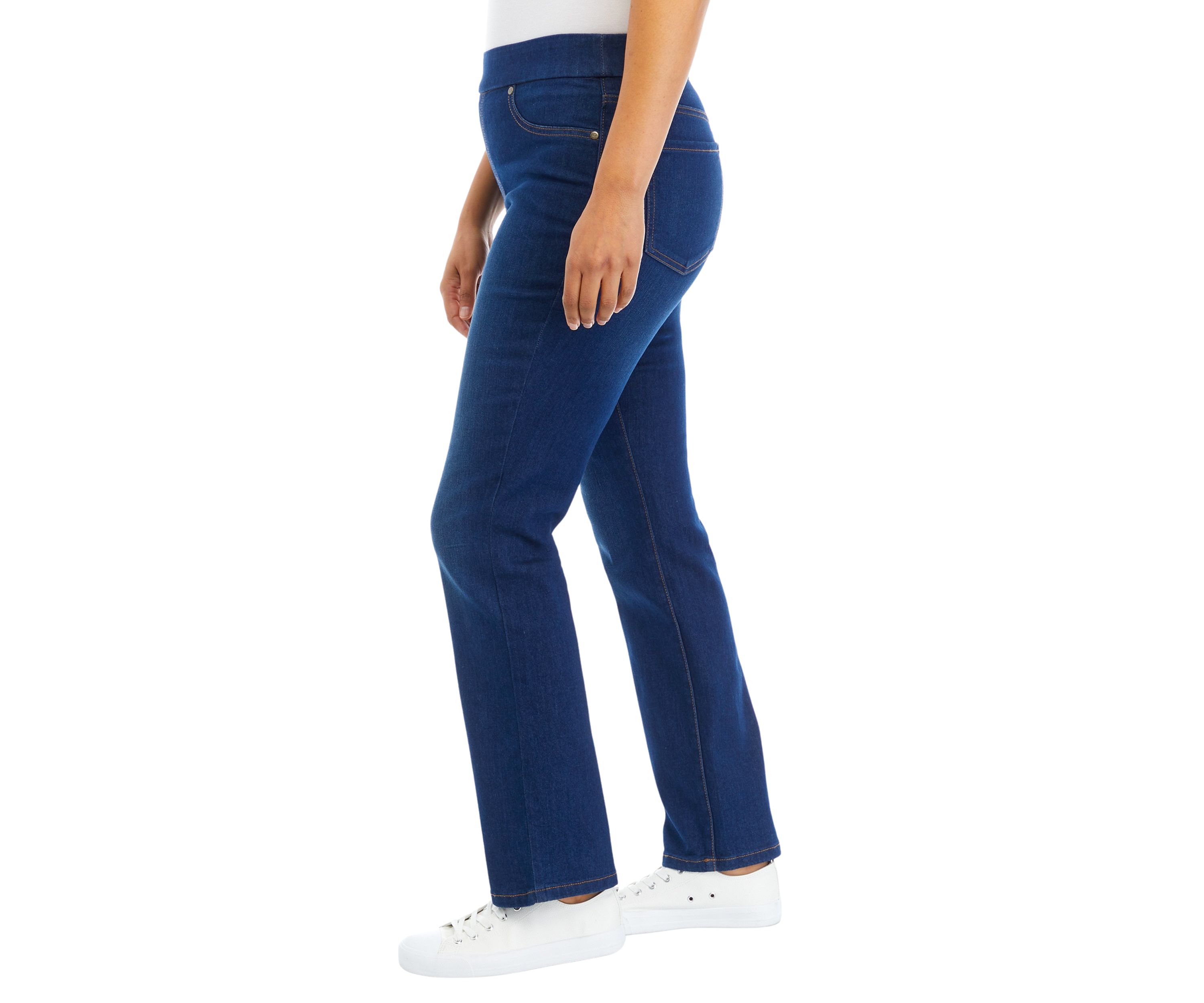 Womens Pull On Denim Straight Jeans