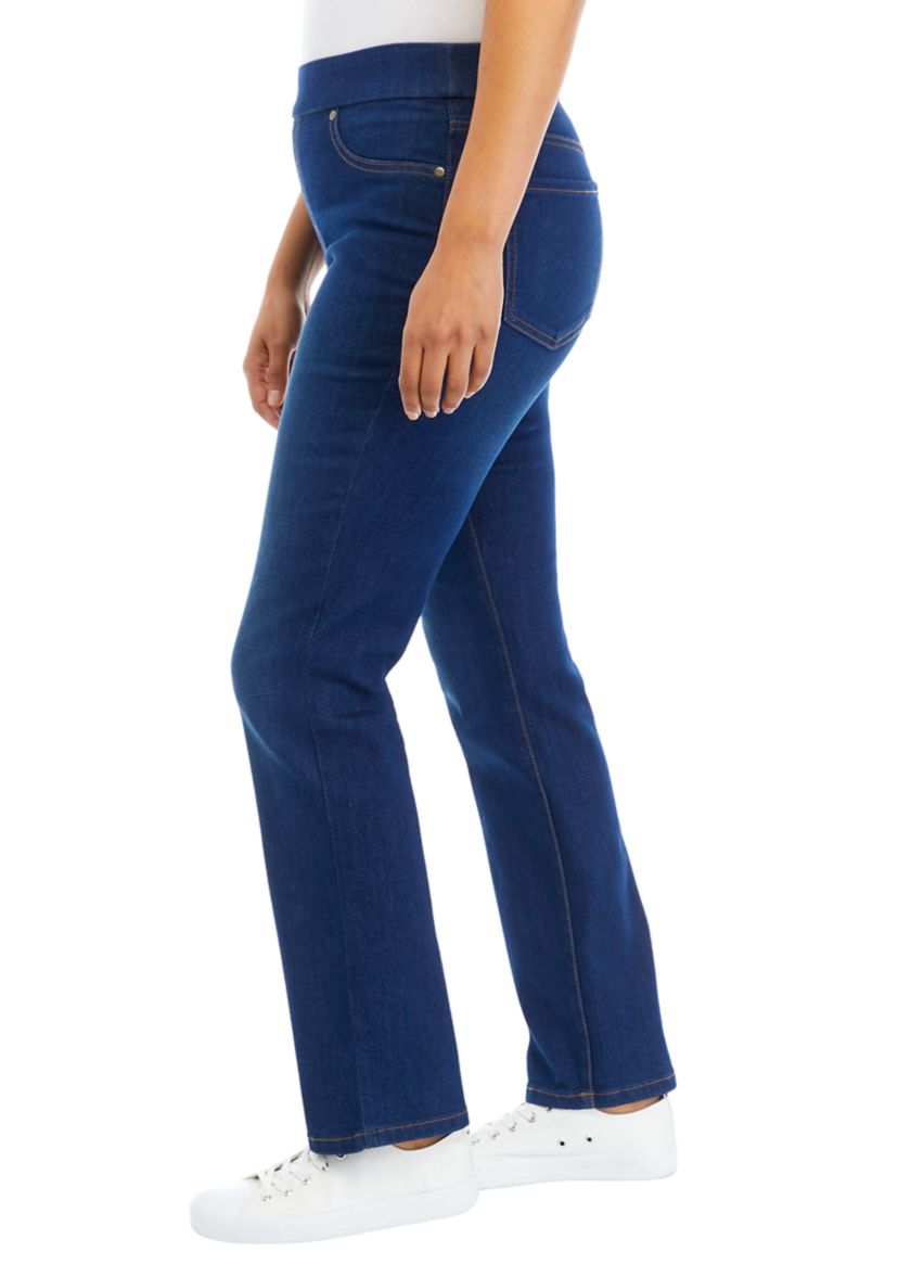 Womens Pull On Denim Straight Jeans