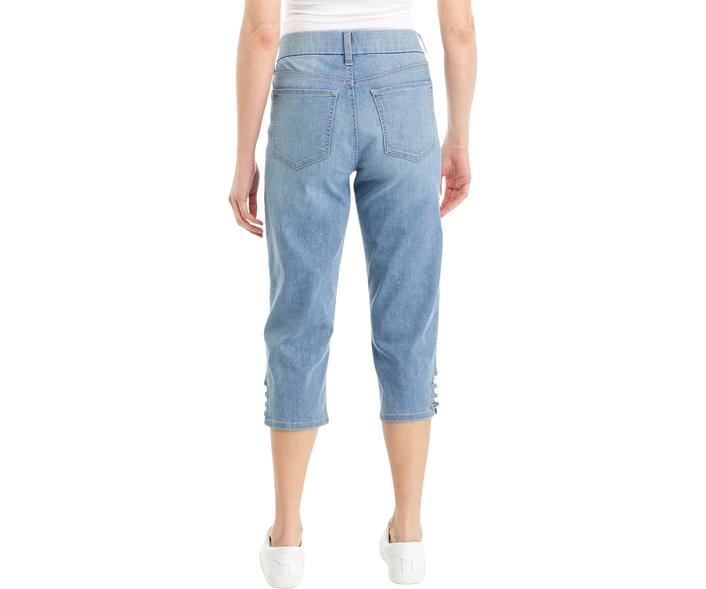 Womens Ladder Hem Detail Denim Capri Jeans
