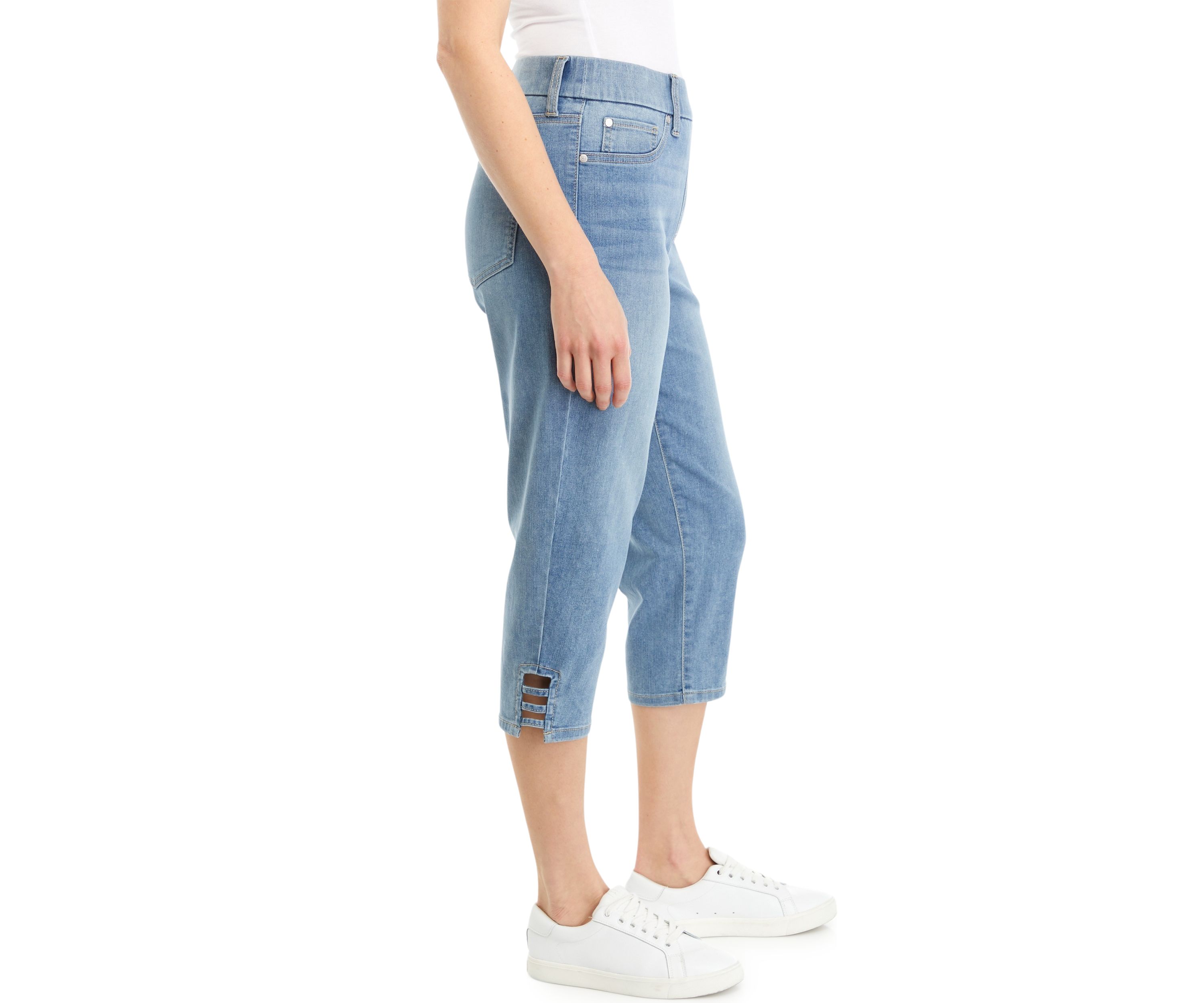Womens Ladder Hem Detail Denim Capri Jeans