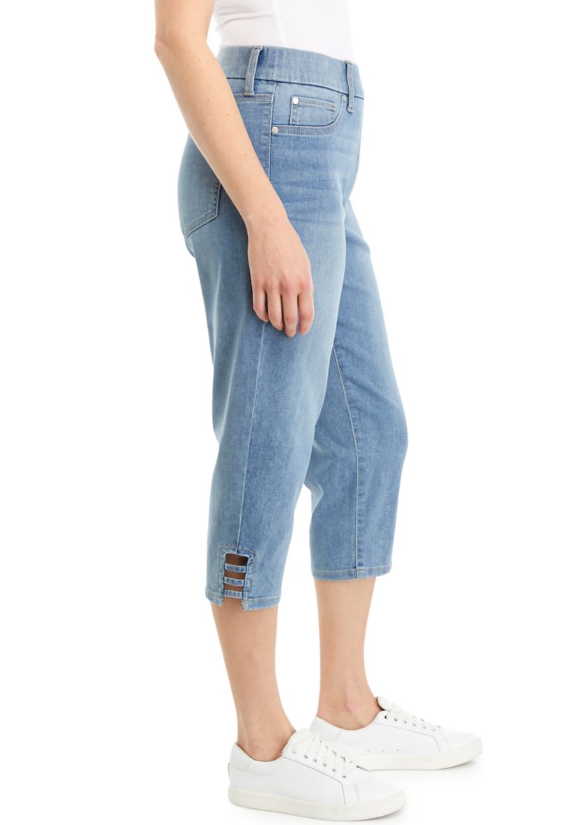 Womens Ladder Hem Detail Denim Capri Jeans
