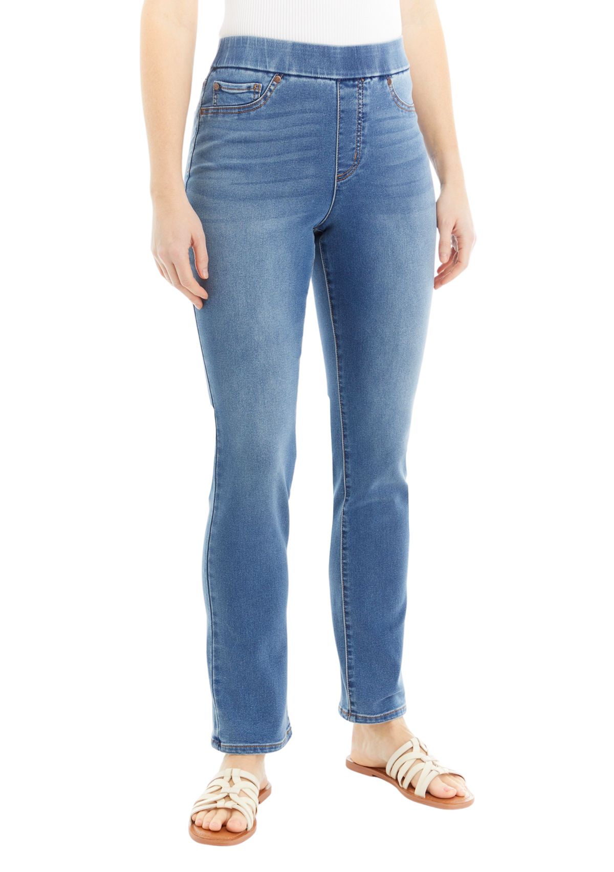 Womens Knit Denim Pull On Capri Pants