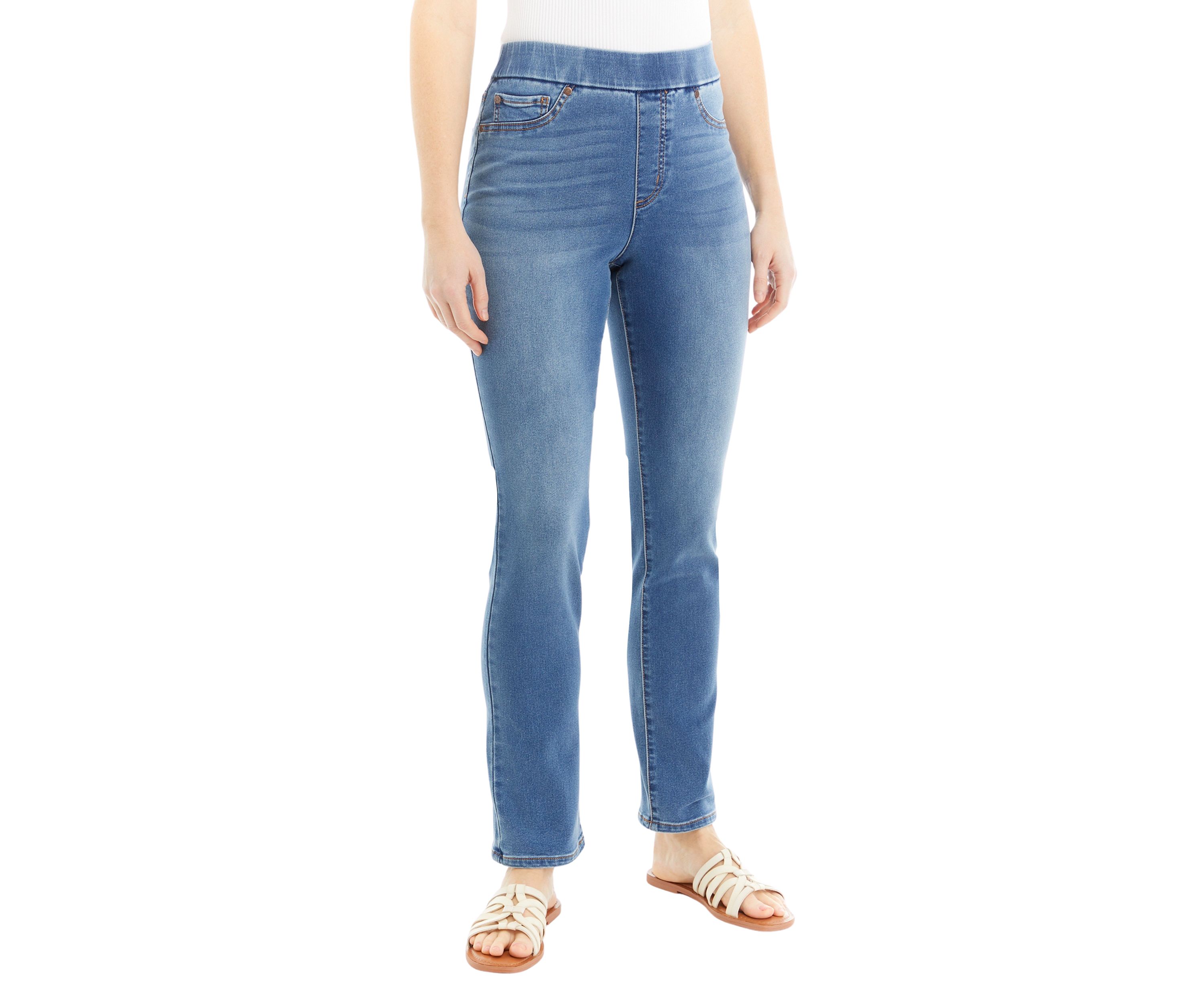 Womens Knit Denim Pull On Capri Pants
