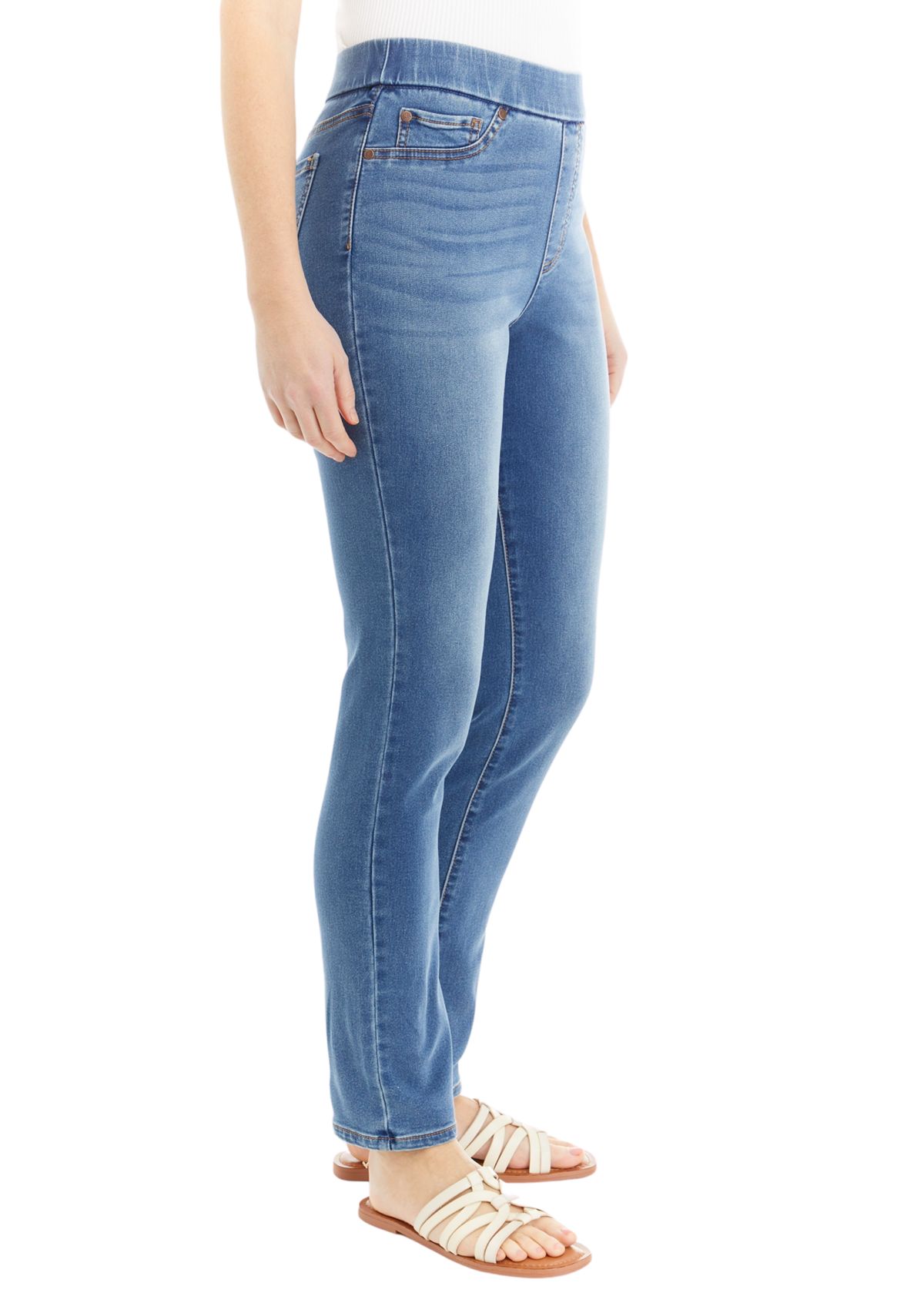 Womens Knit Denim Pull On Capri Pants