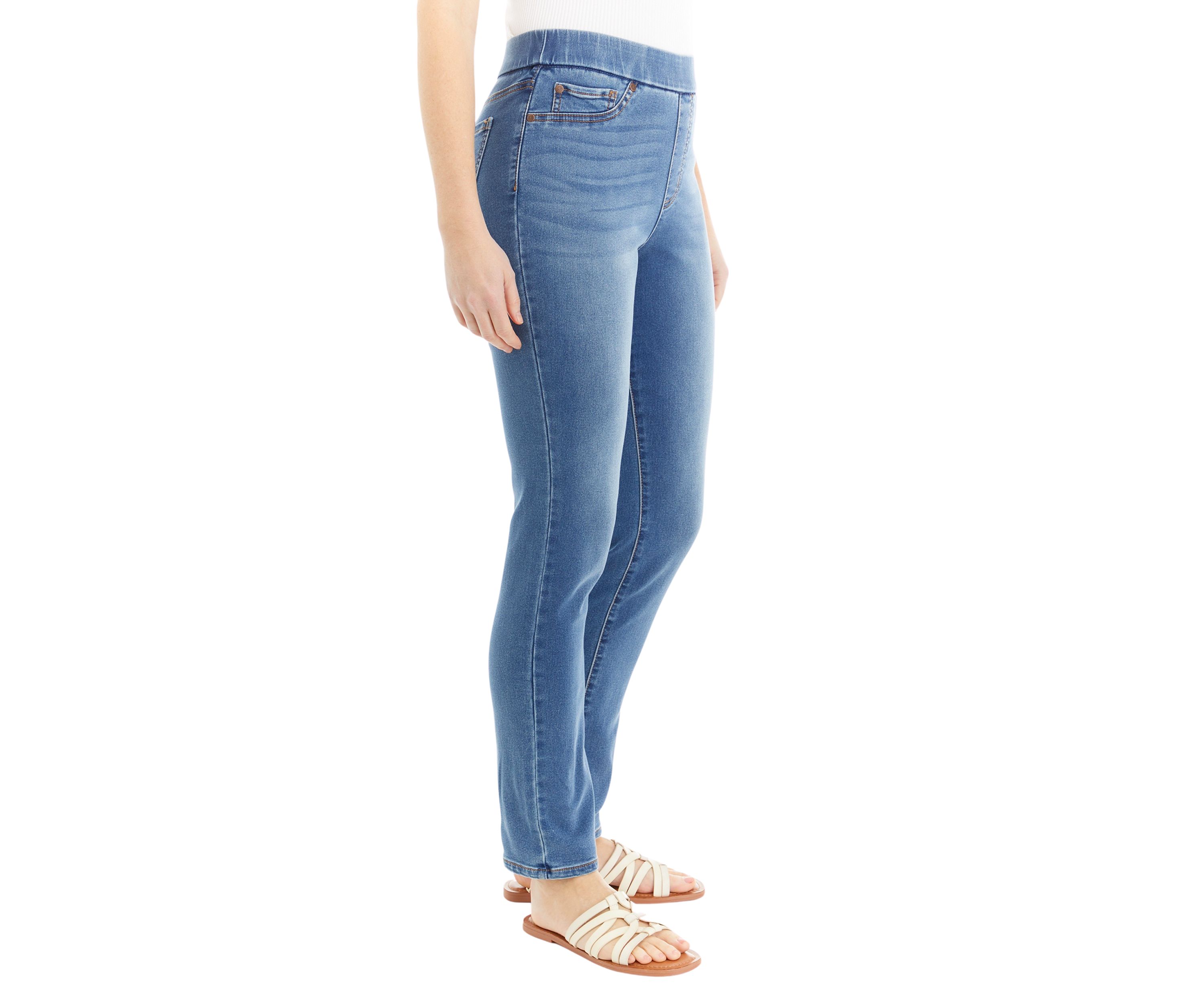 Womens Knit Denim Pull On Capri Pants