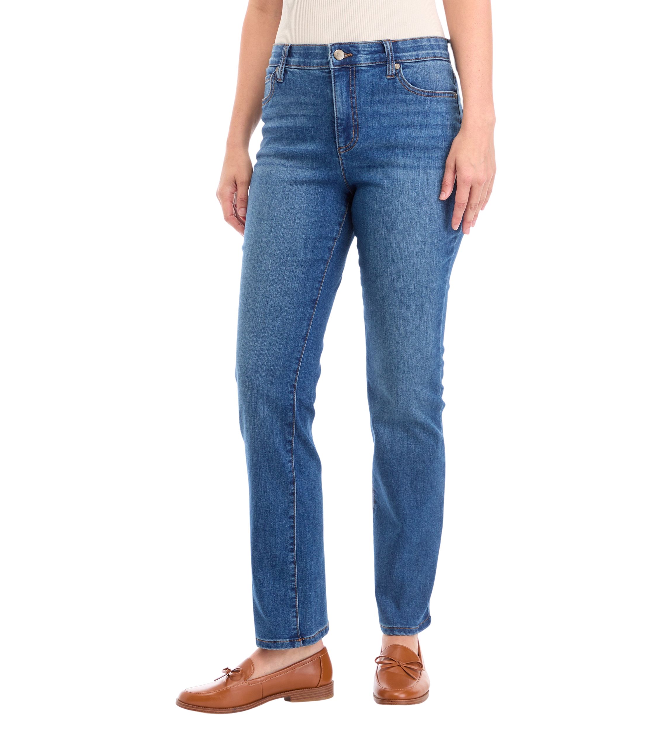 Womens 5 Pocket Straight Denim Jeans