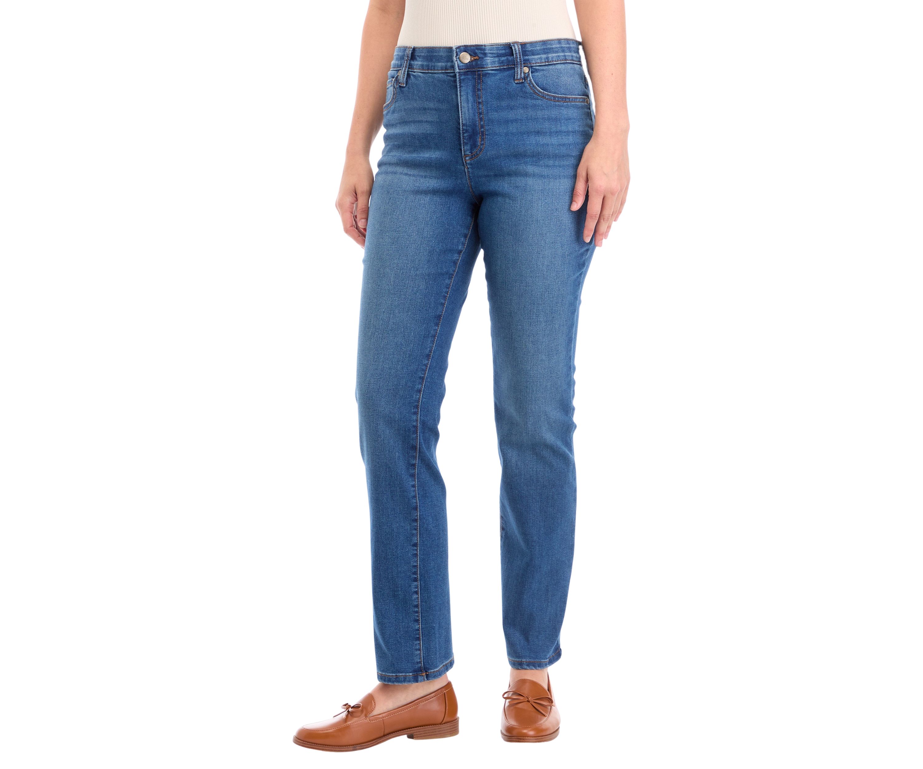 Womens 5 Pocket Straight Denim Jeans