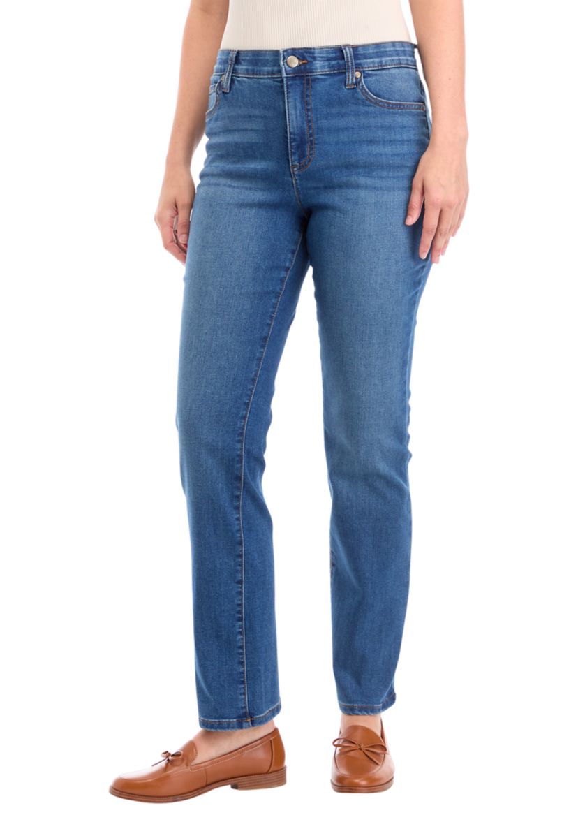 Womens 5 Pocket Straight Denim Jeans