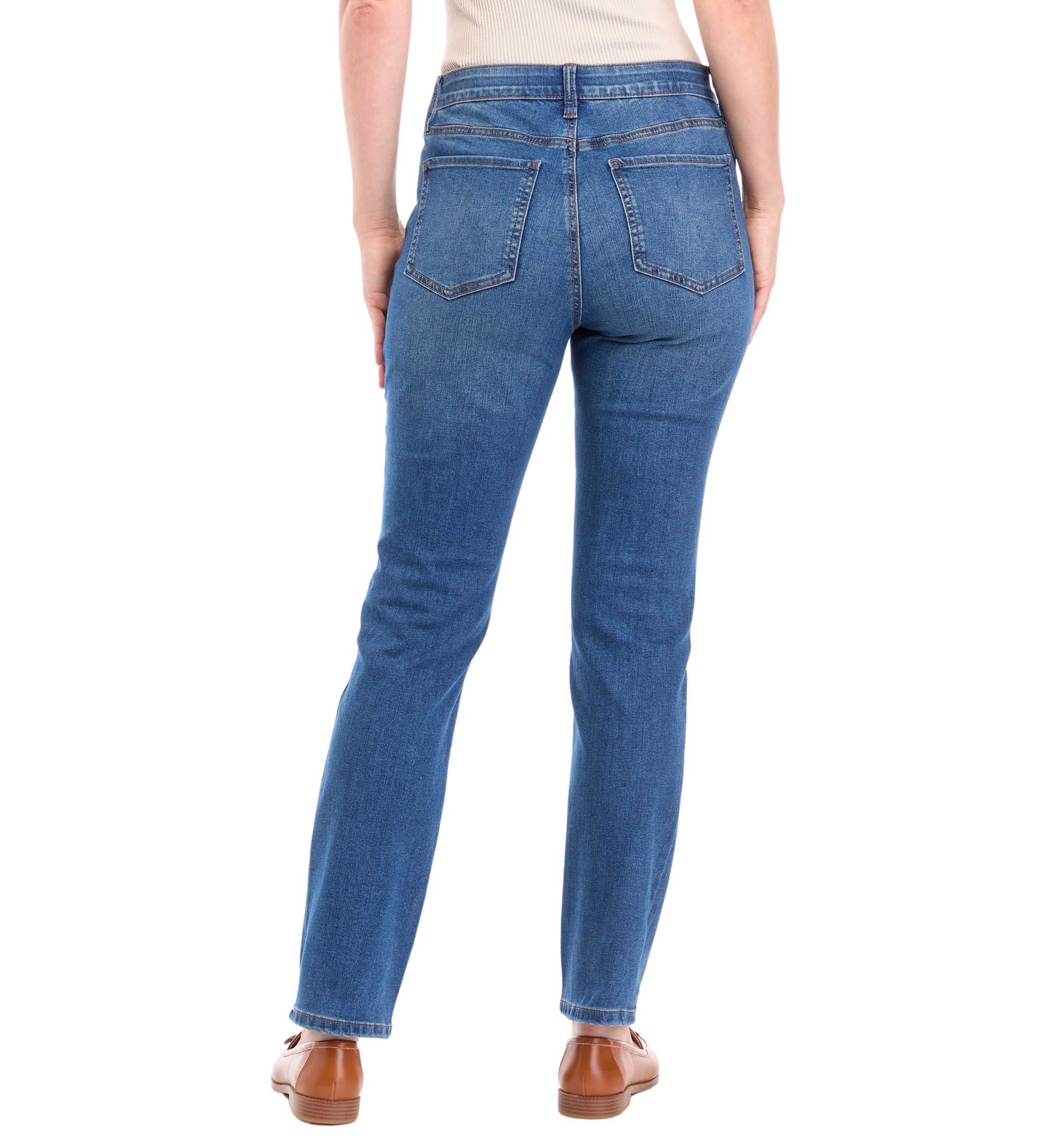 Womens 5 Pocket Straight Denim Jeans