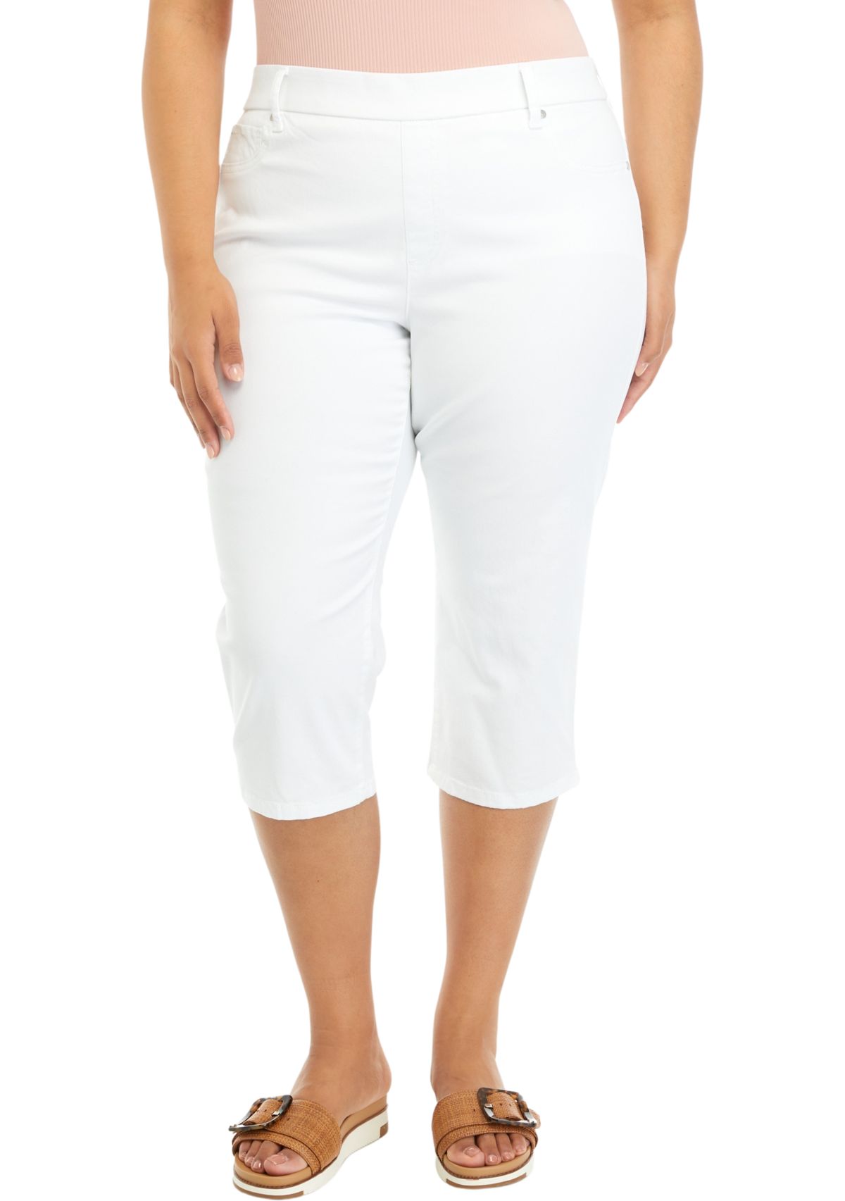 Plus Size Pull On Denim Capri Pants