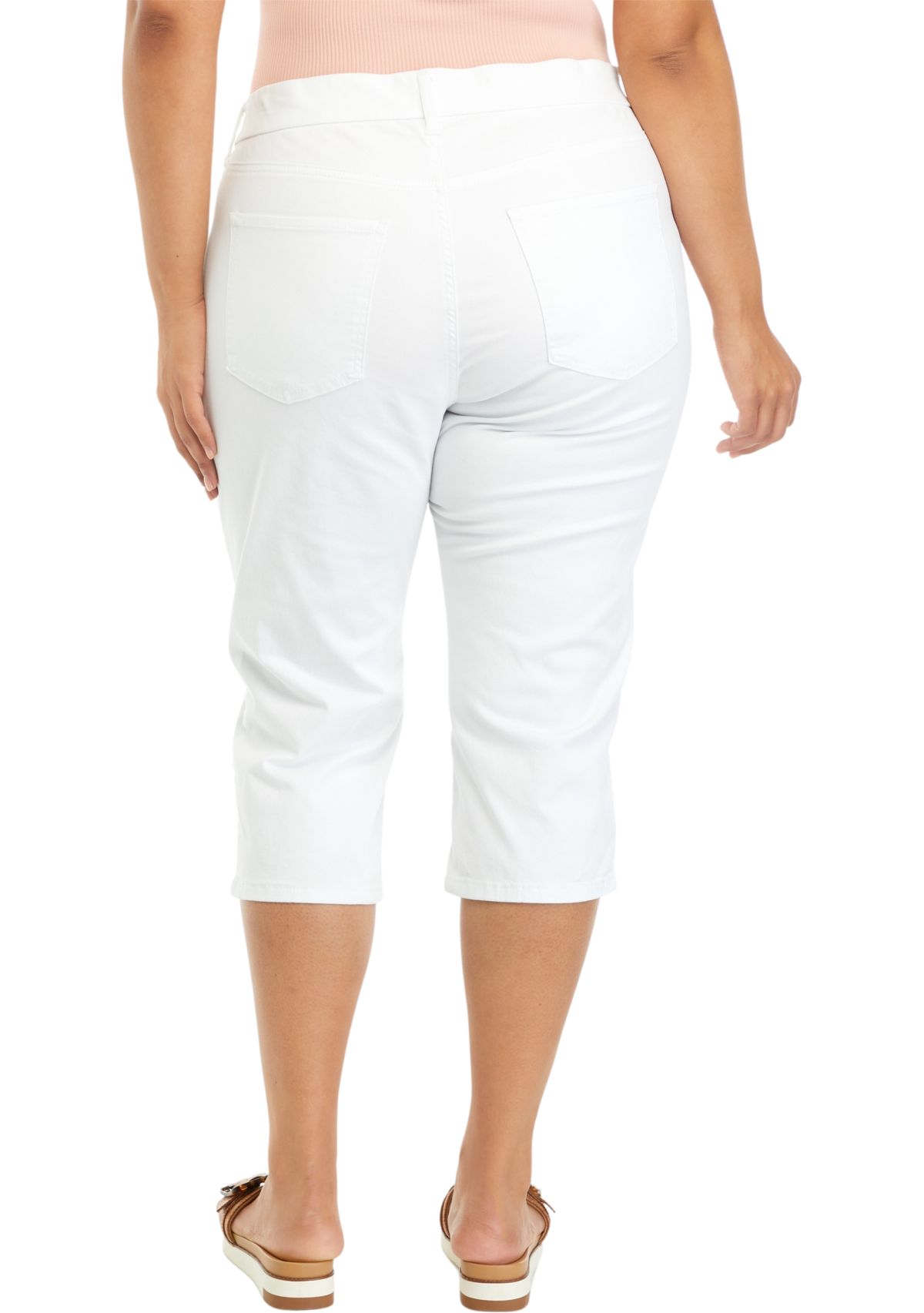 Plus Size Pull On Denim Capri Pants