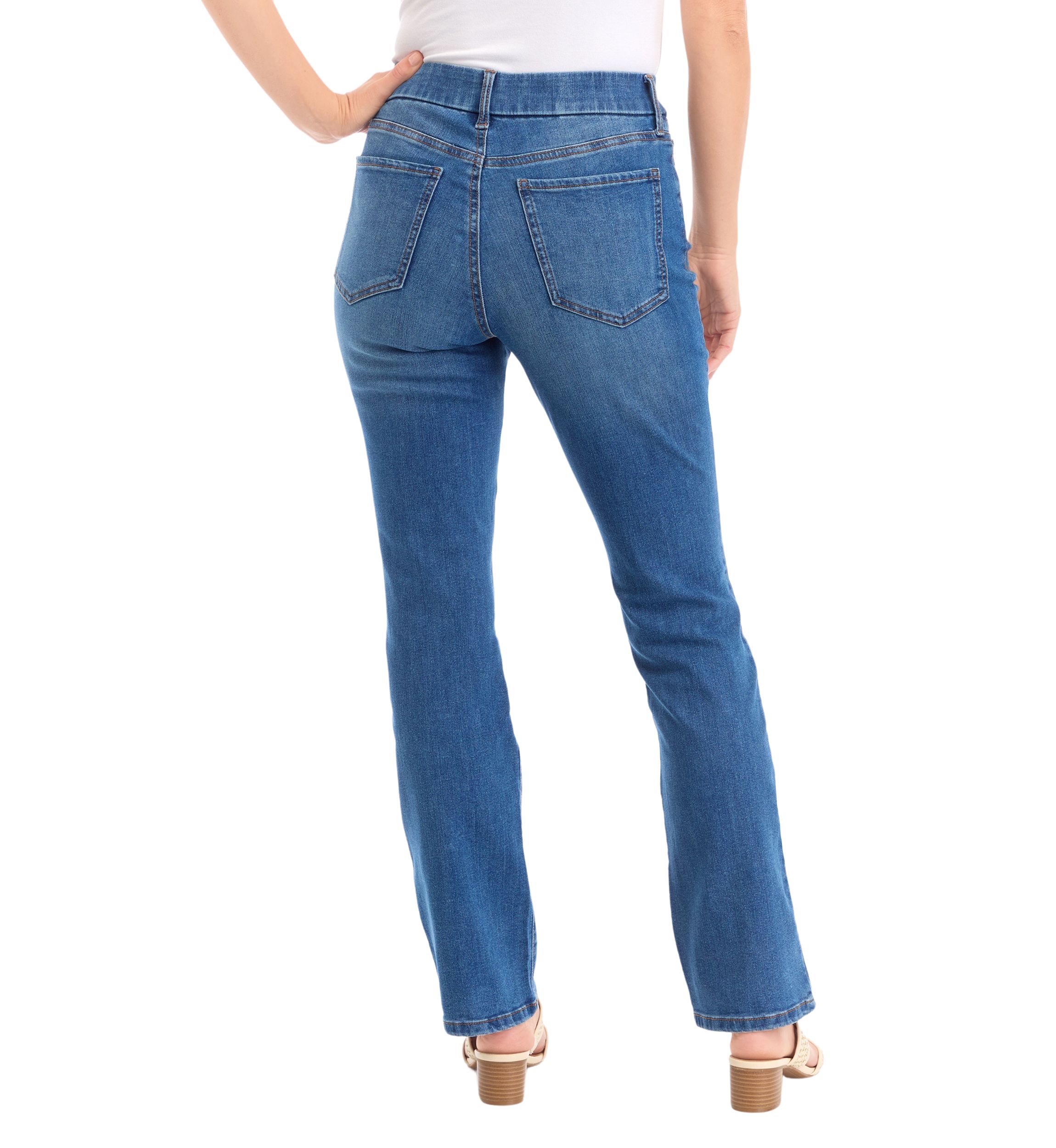 Womens Pull On Bootcut Denim Jeans 