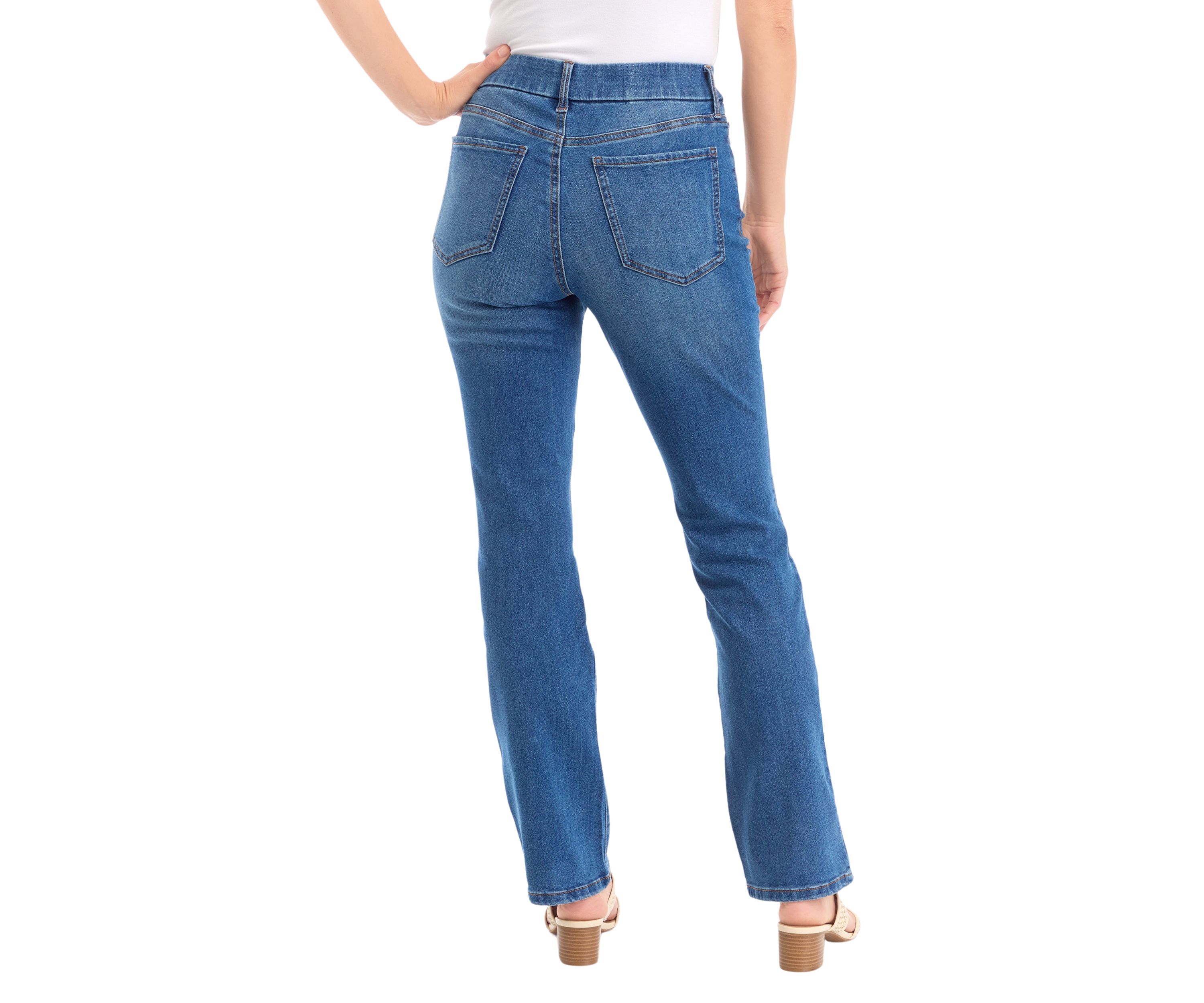 Womens Pull On Bootcut Denim Jeans 