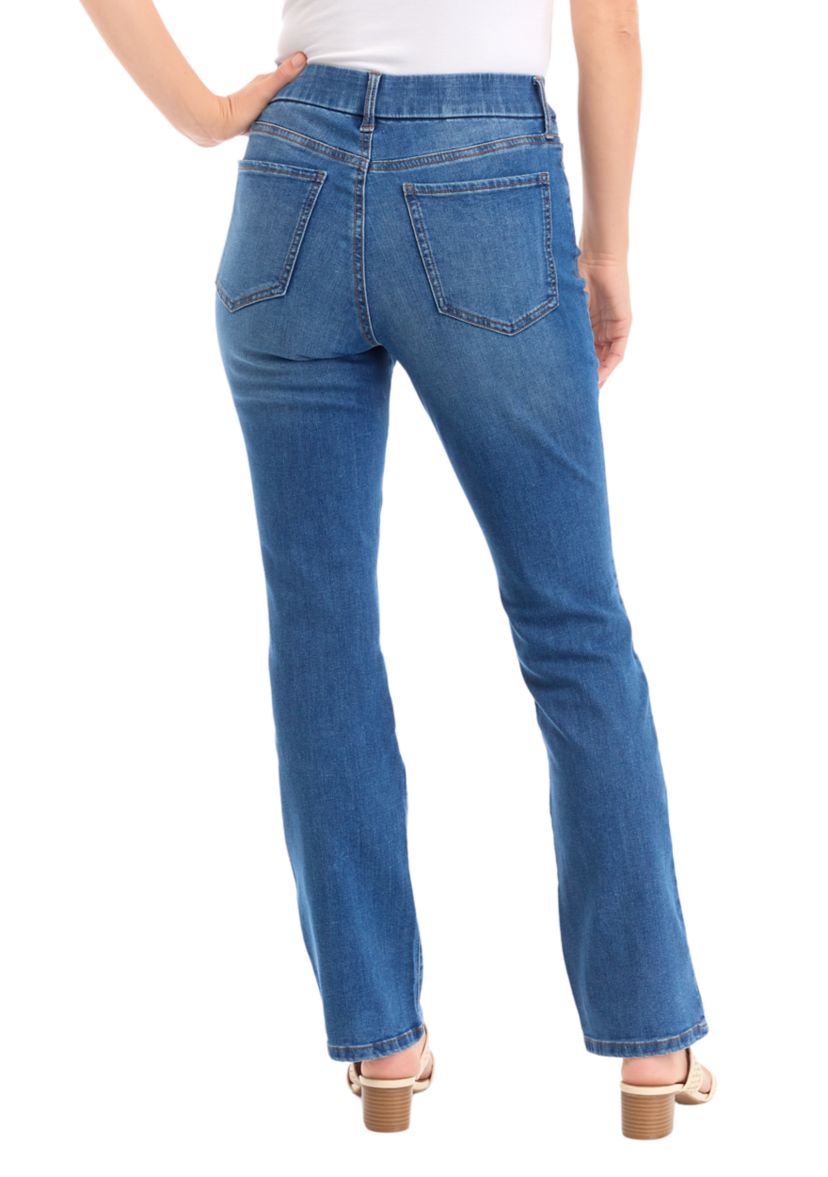 Womens Pull On Bootcut Denim Jeans 