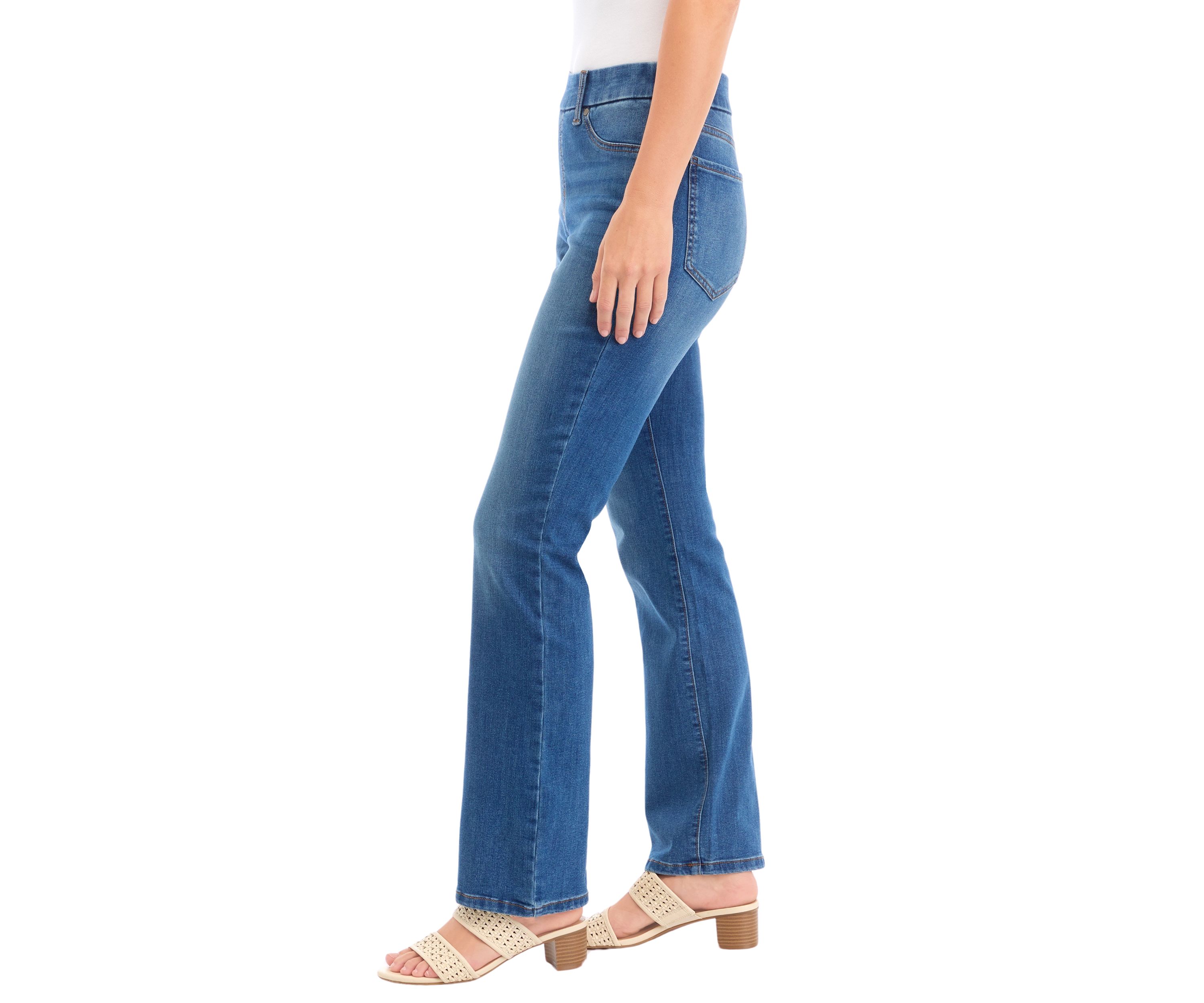 Womens Pull On Bootcut Denim Jeans 