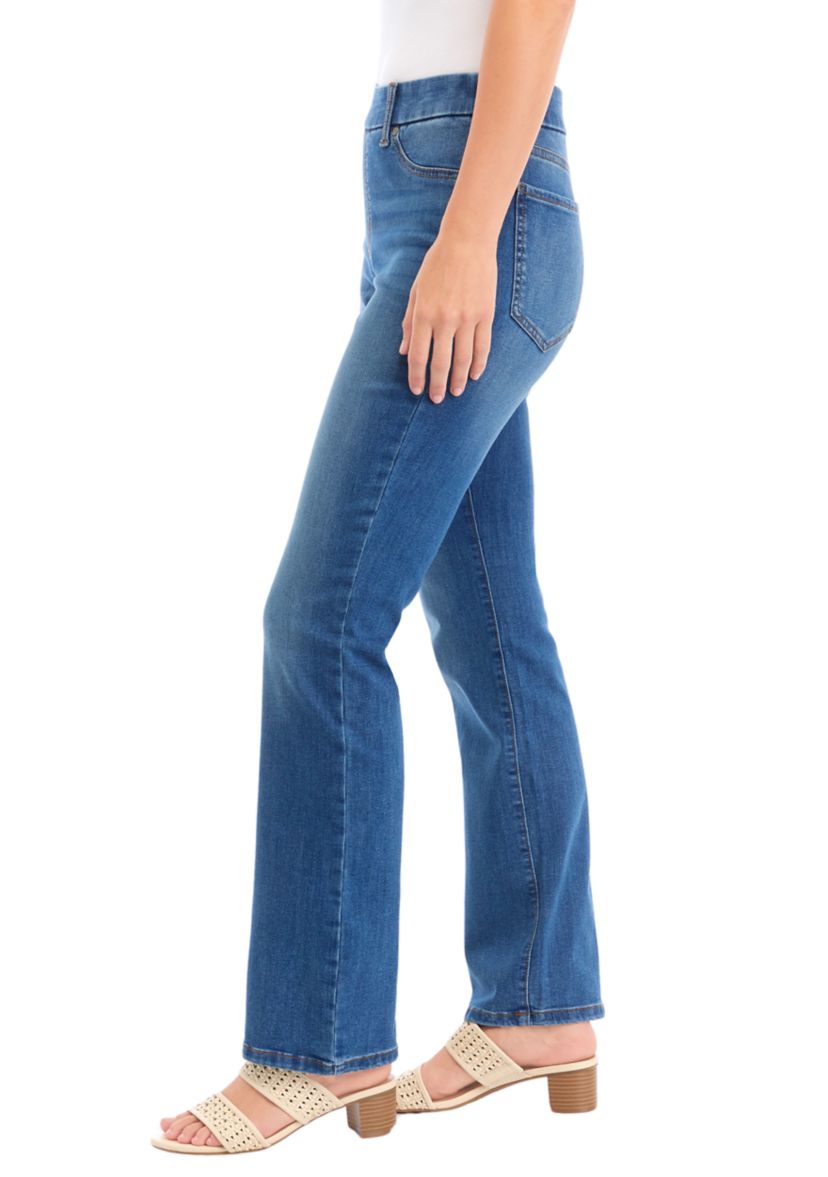 Womens Pull On Bootcut Denim Jeans 