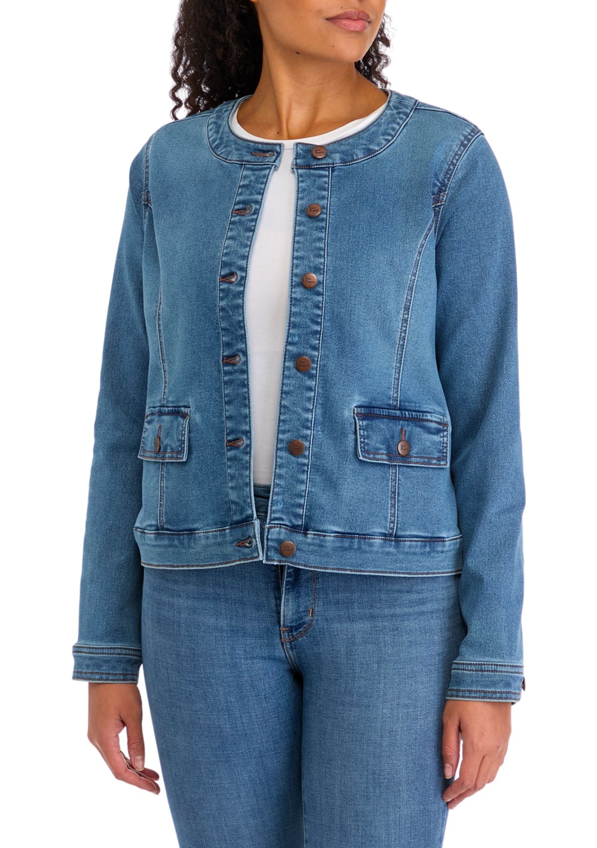 Womens Lady Like Knit Denim Jacket