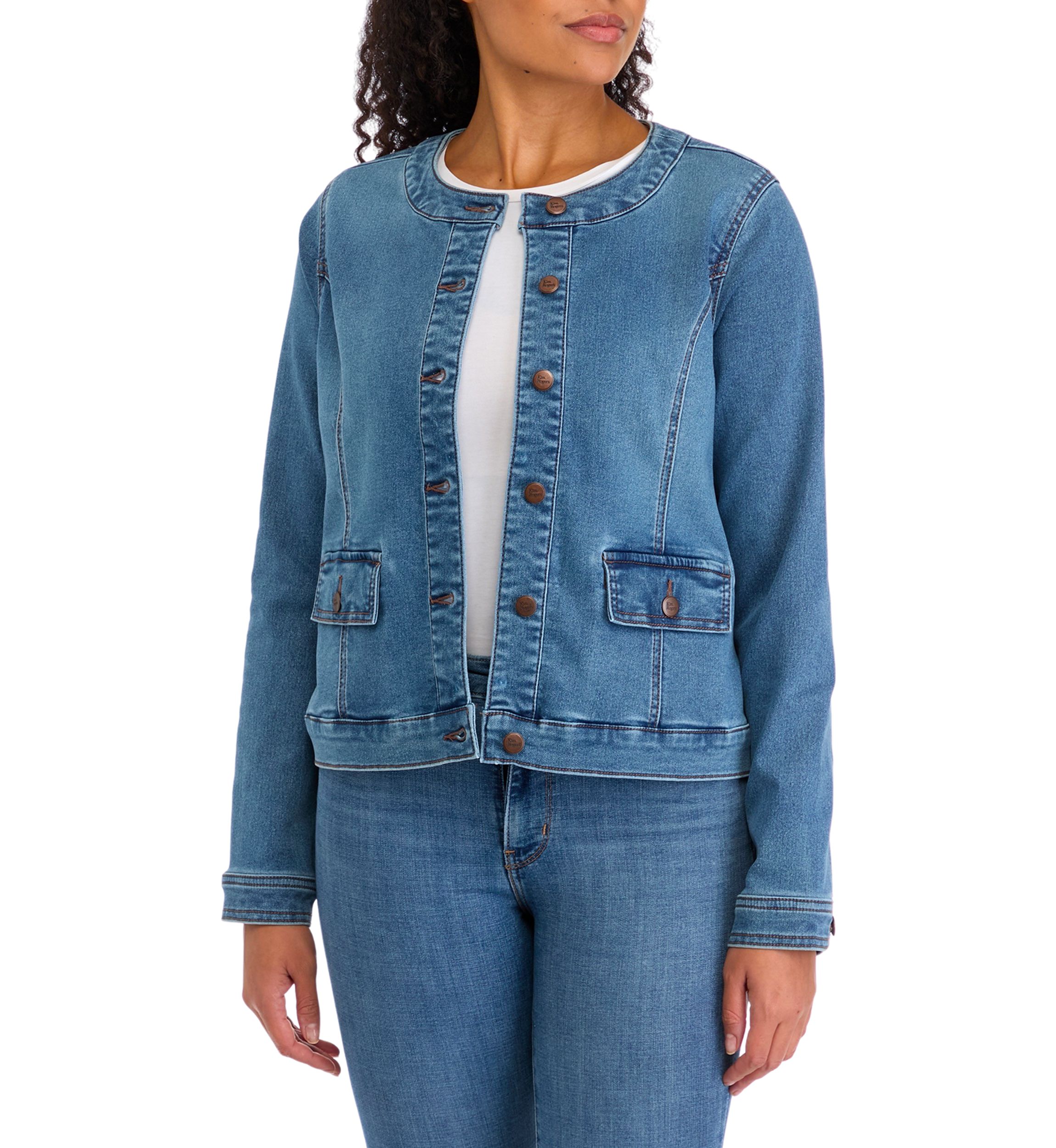 Womens Lady Like Knit Denim Jacket