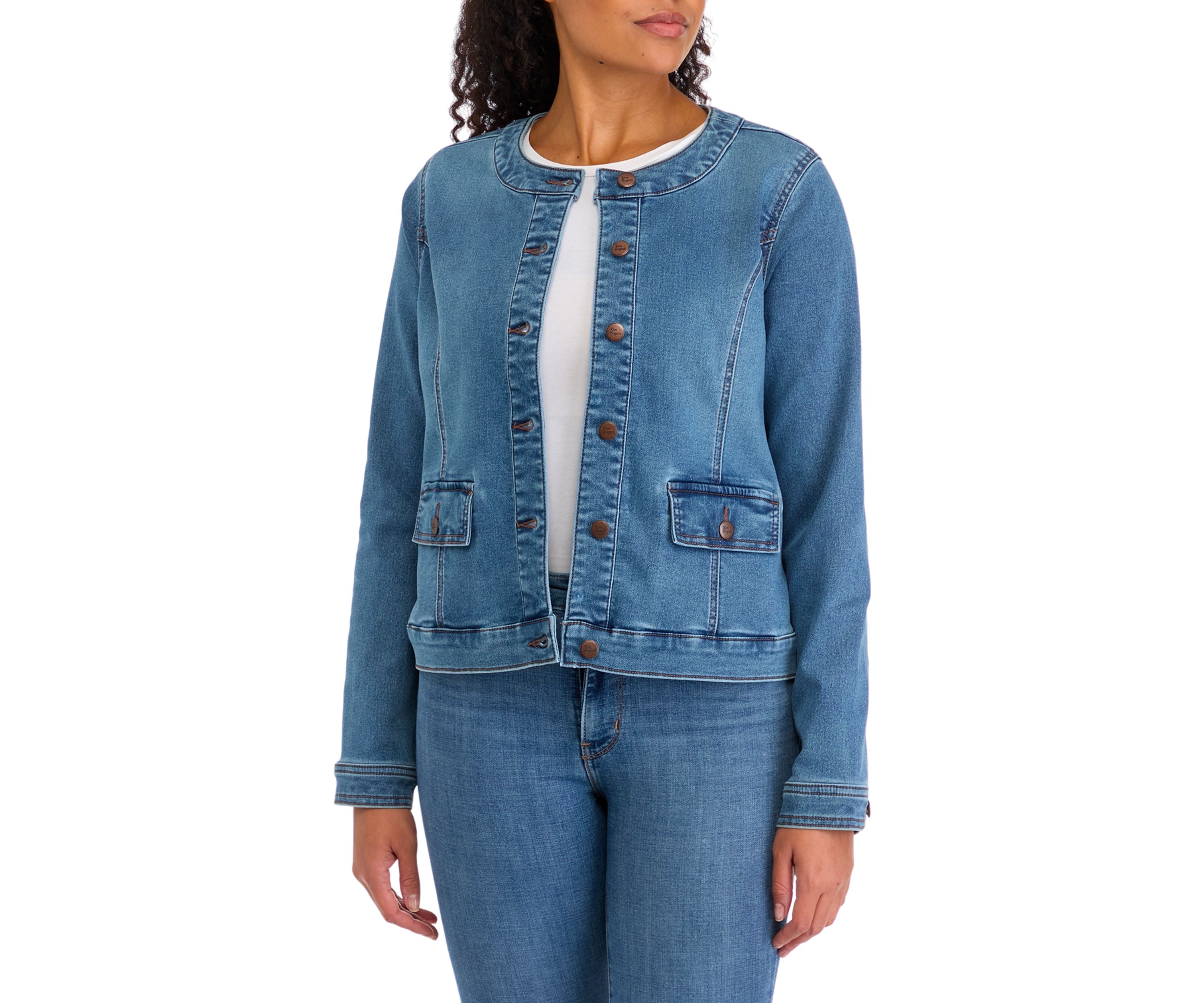 Womens Lady Like Knit Denim Jacket