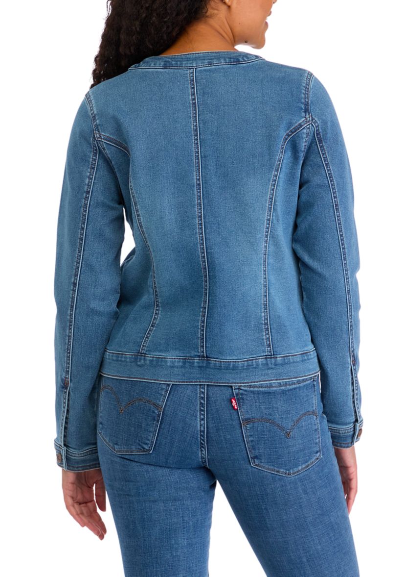 Womens Lady Like Knit Denim Jacket