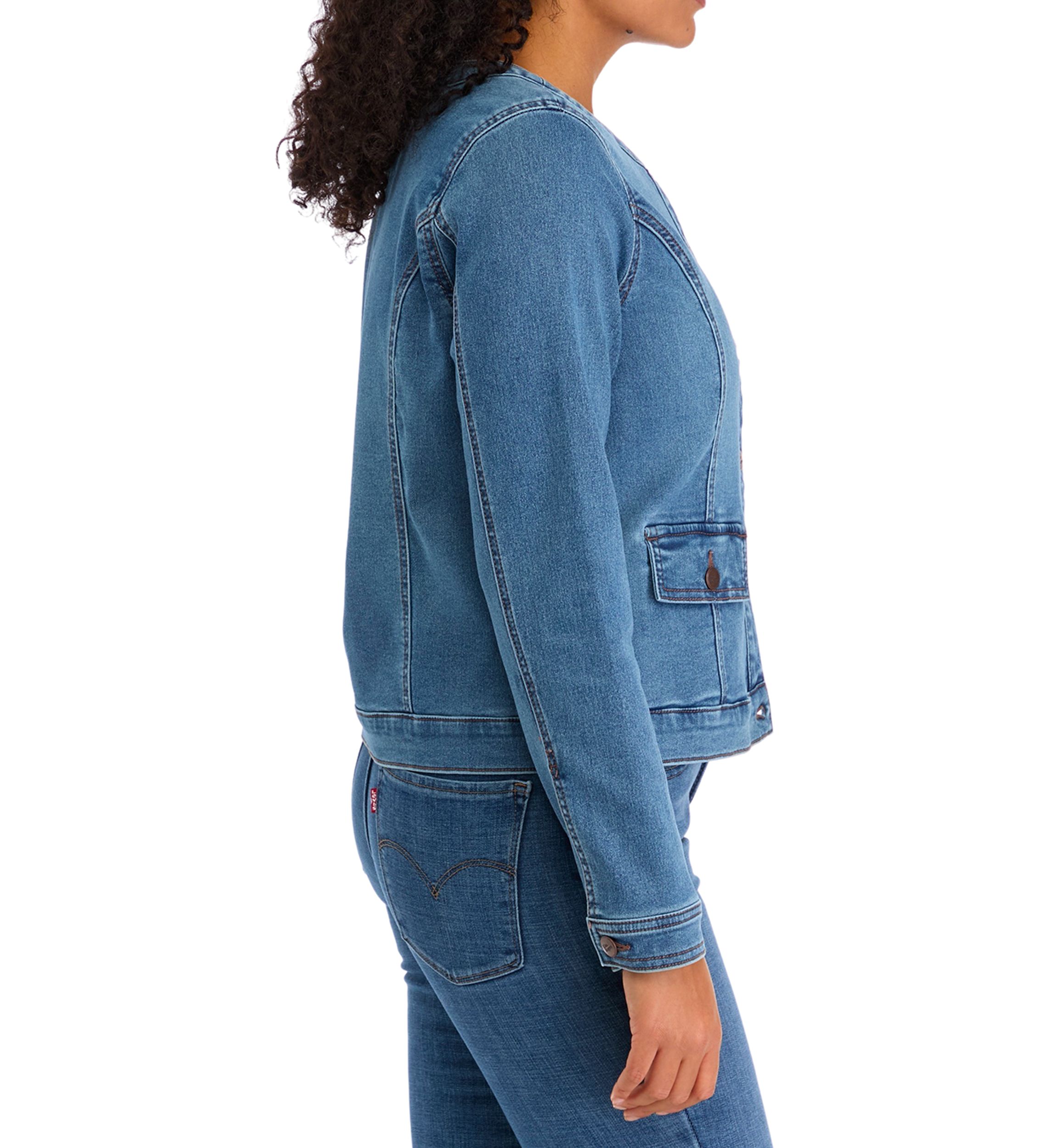 Womens Lady Like Knit Denim Jacket
