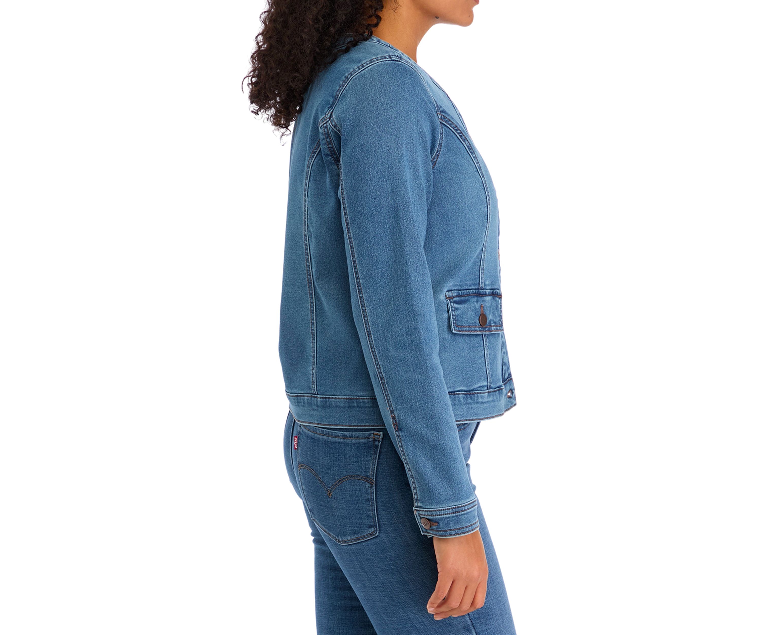 Womens Lady Like Knit Denim Jacket