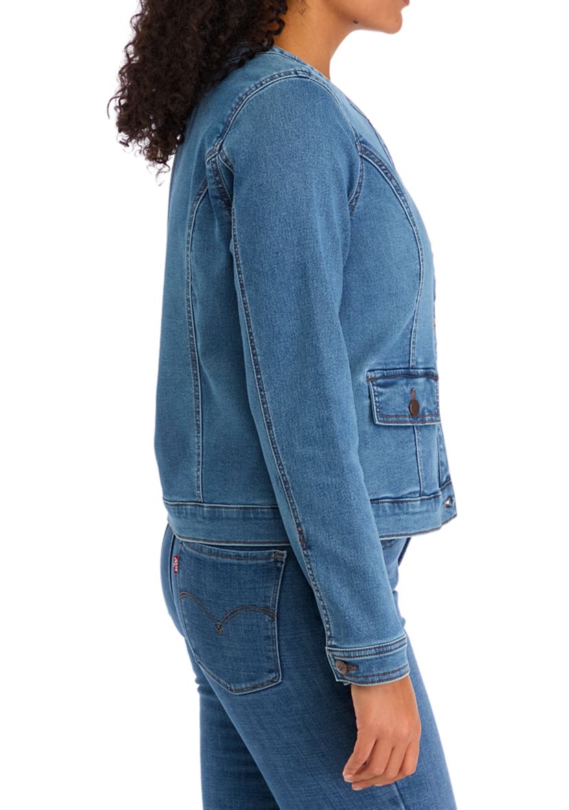 Womens Lady Like Knit Denim Jacket