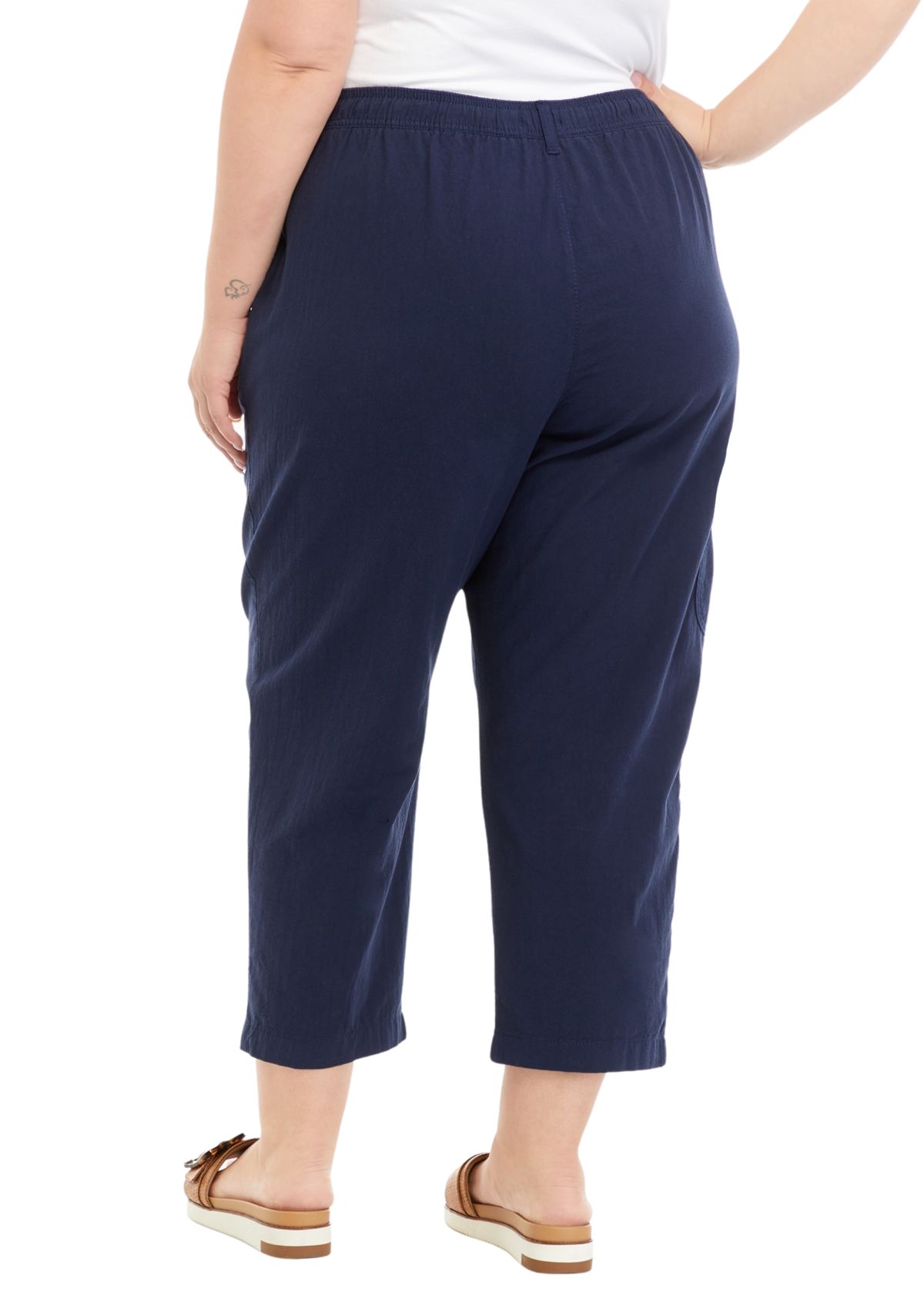 Plus Size Soft Crop Sheeting Pants