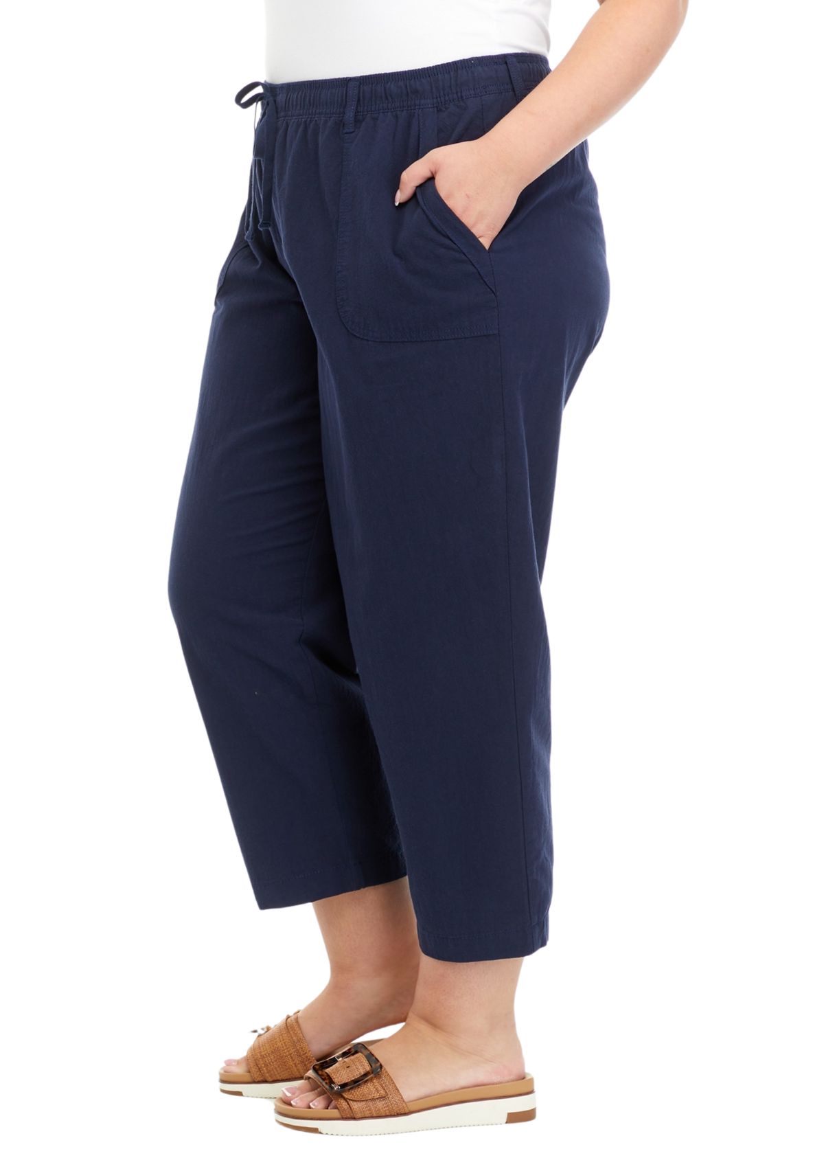 Plus Size Soft Crop Sheeting Pants