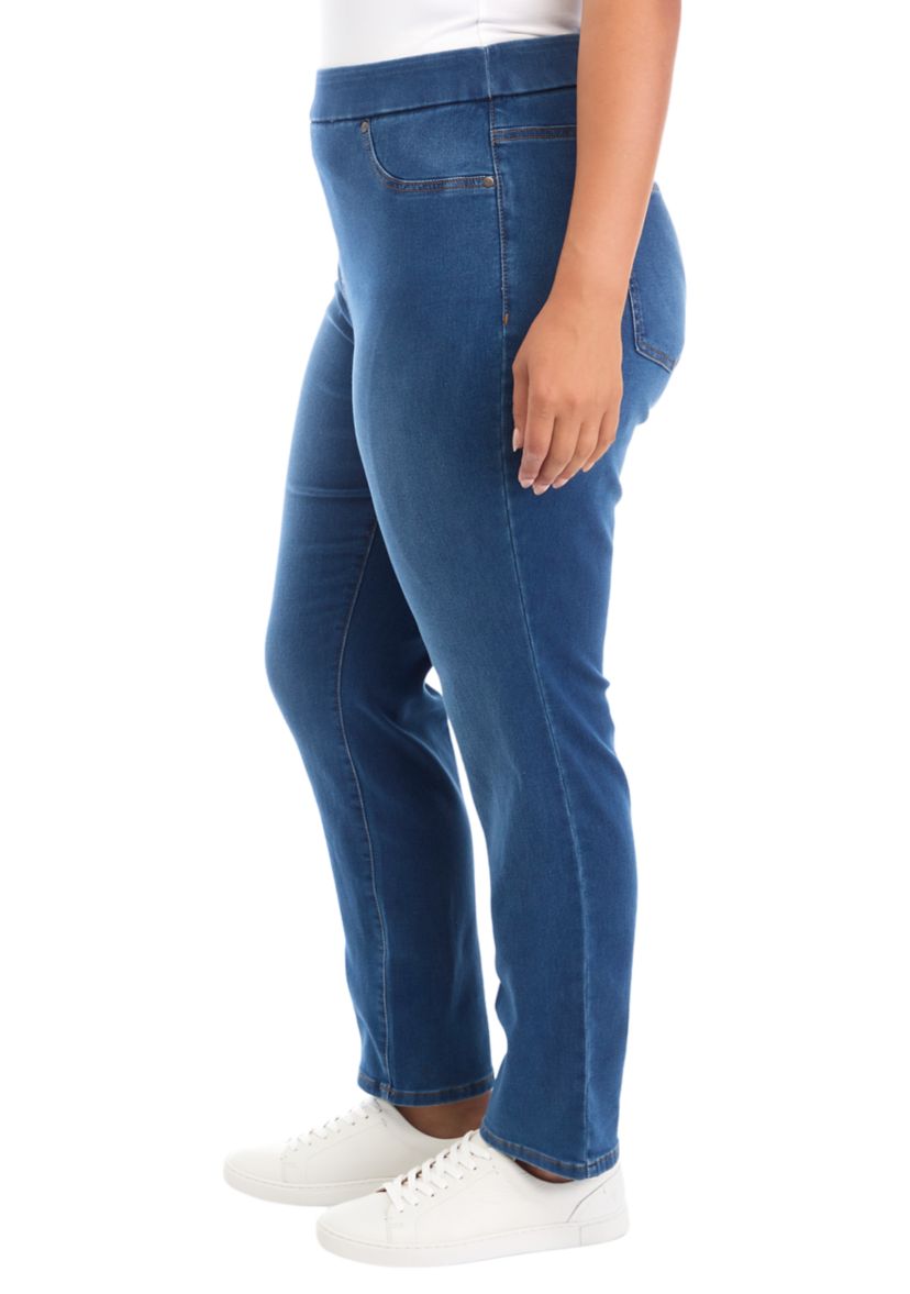 Plus Size Knit Denim Pants