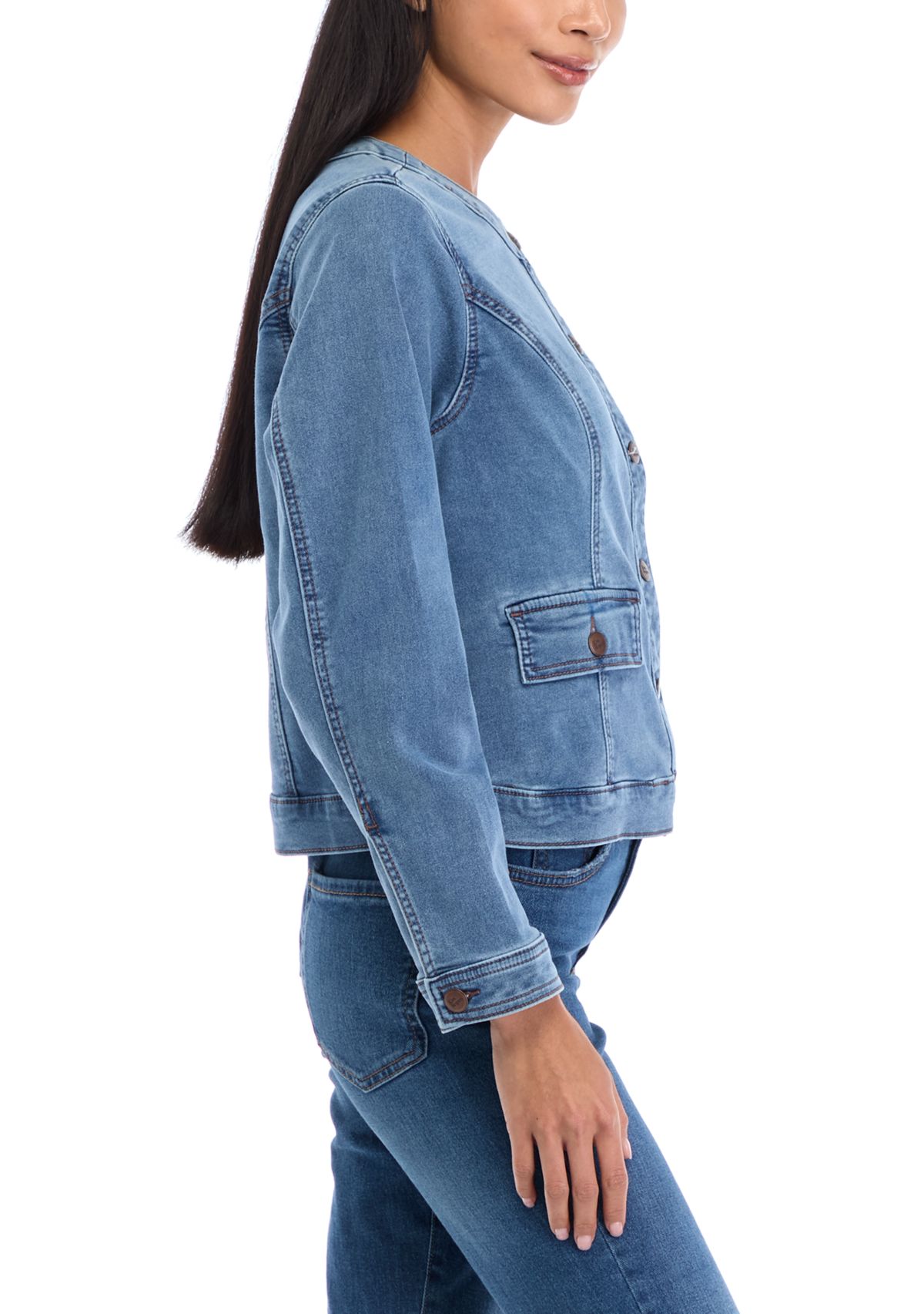Petite Knit Denim Jacket 