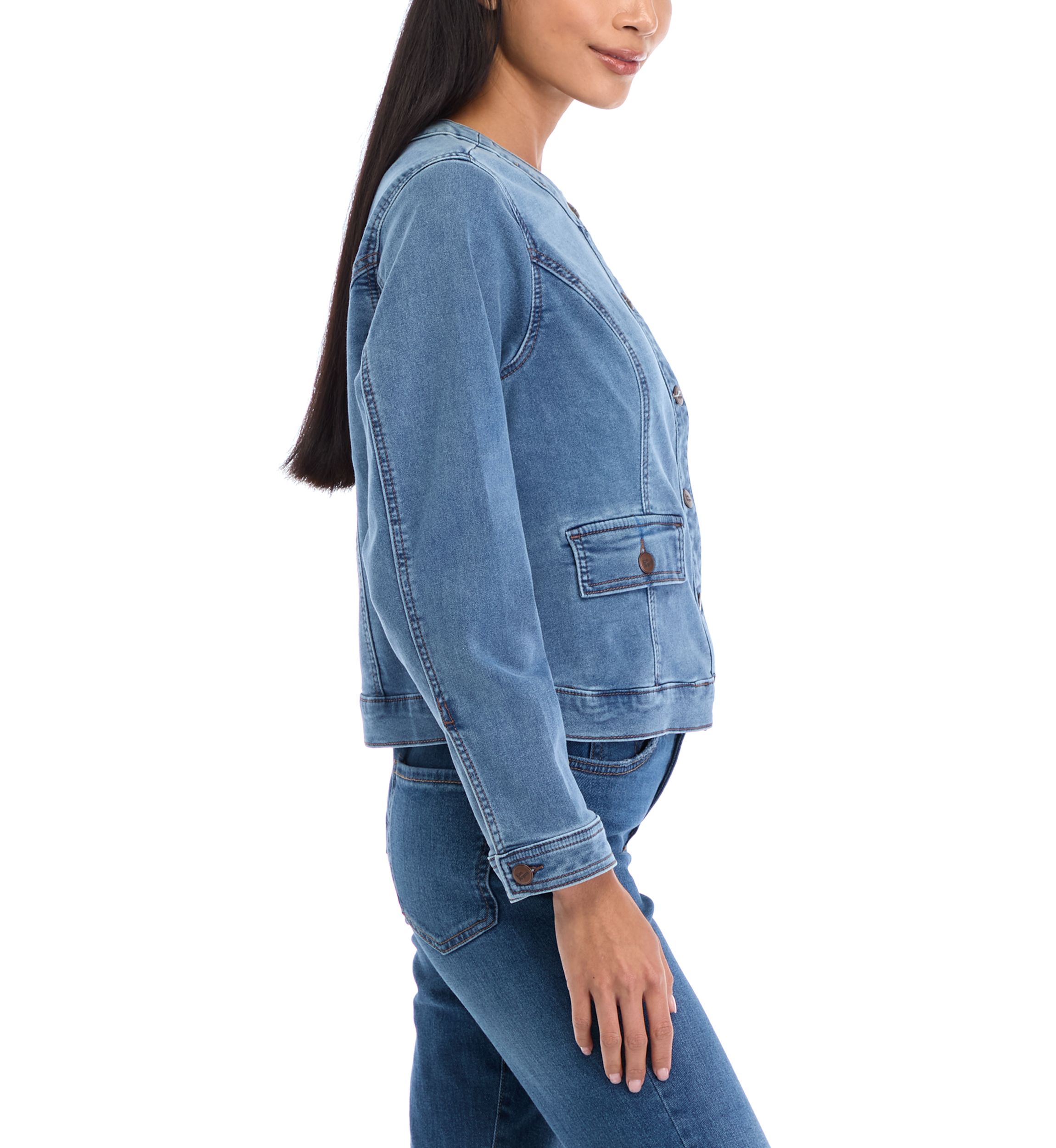 Petite Knit Denim Jacket 