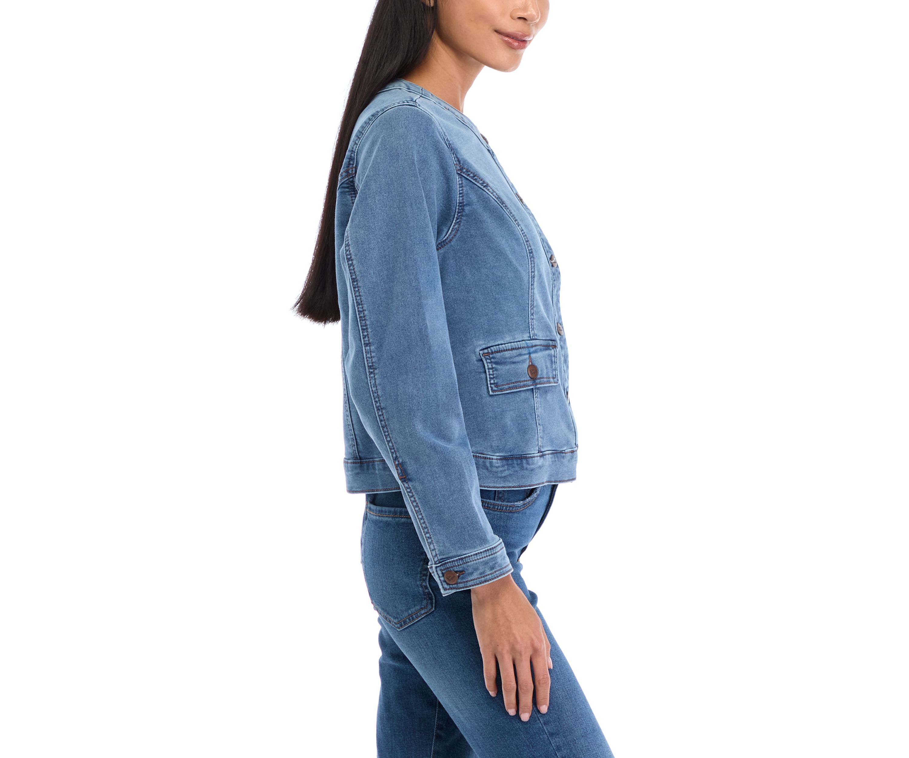 Petite Knit Denim Jacket 