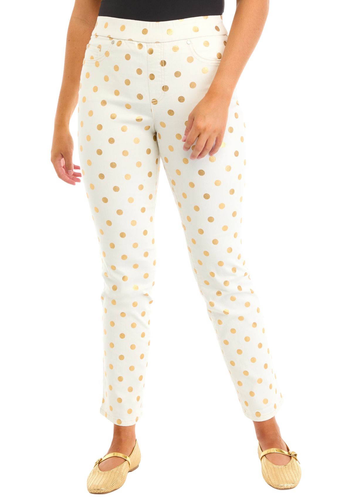 Womens Pull On Denim Pants with Foil 