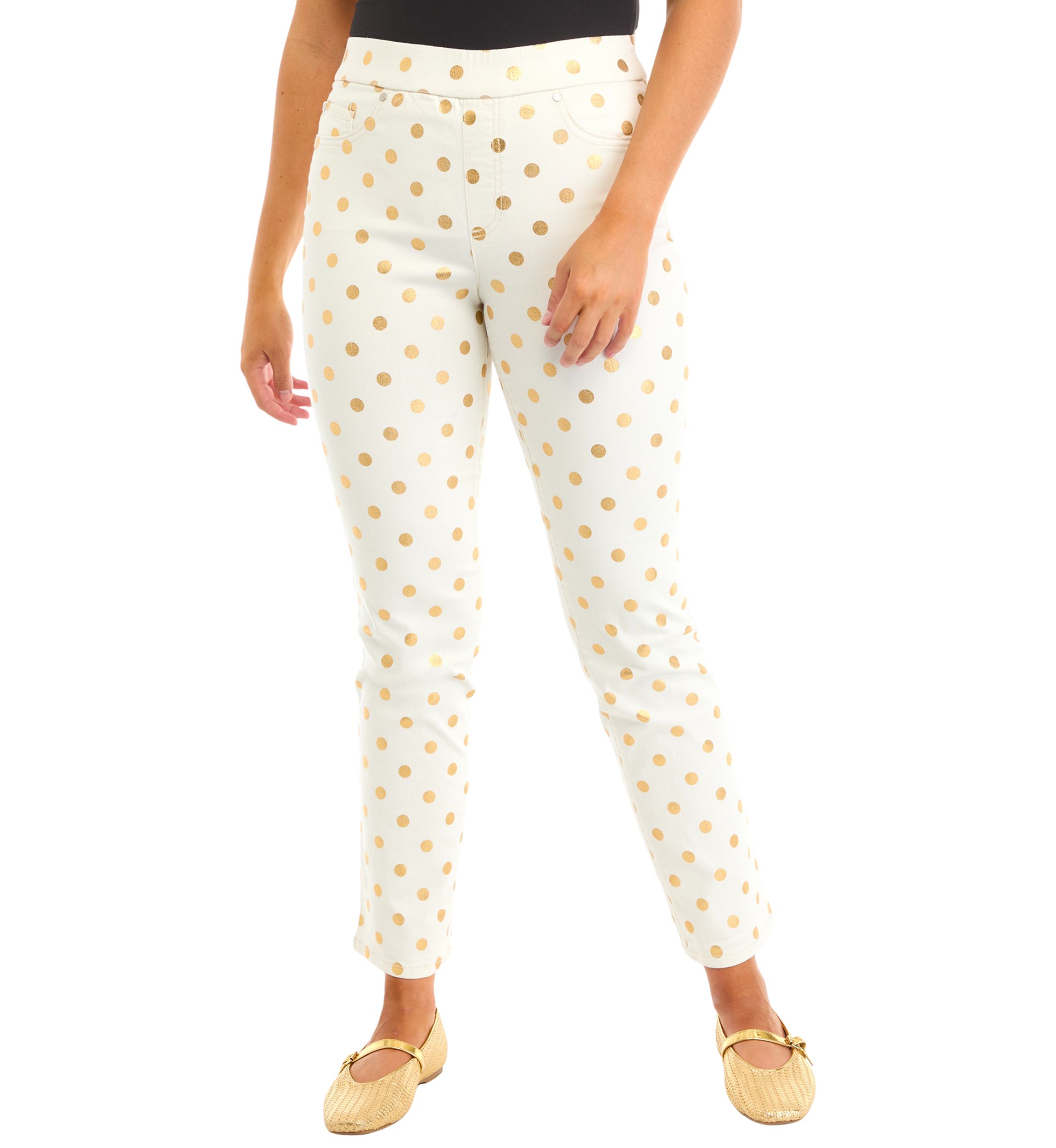 Womens Pull On Denim Pants with Foil 
