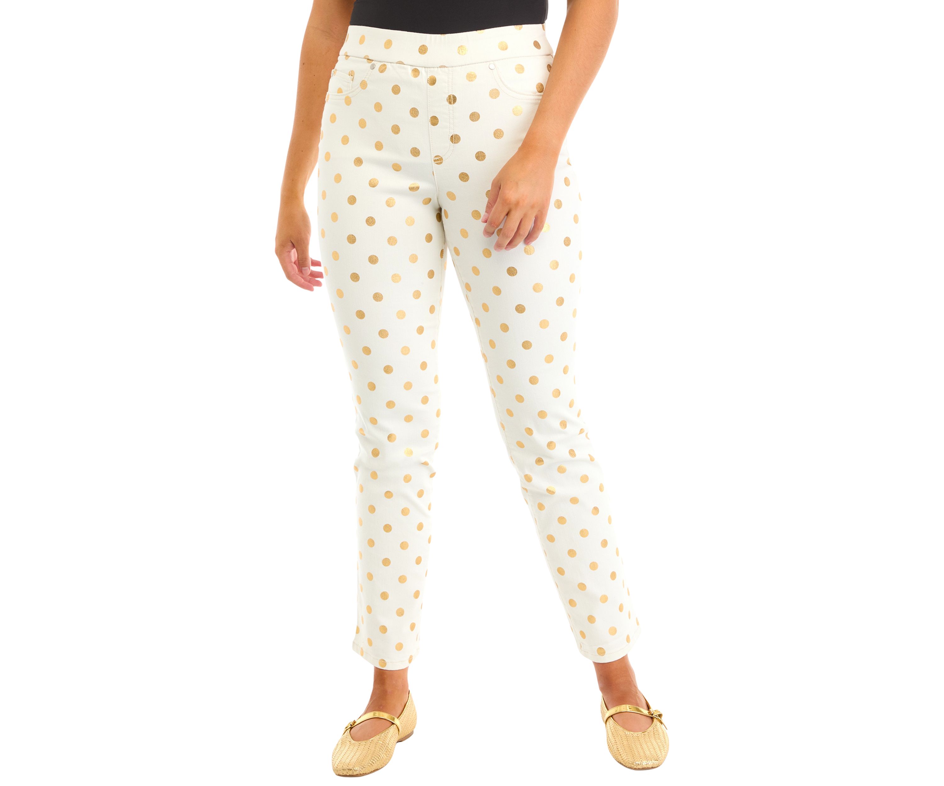 Womens Pull On Denim Pants with Foil 