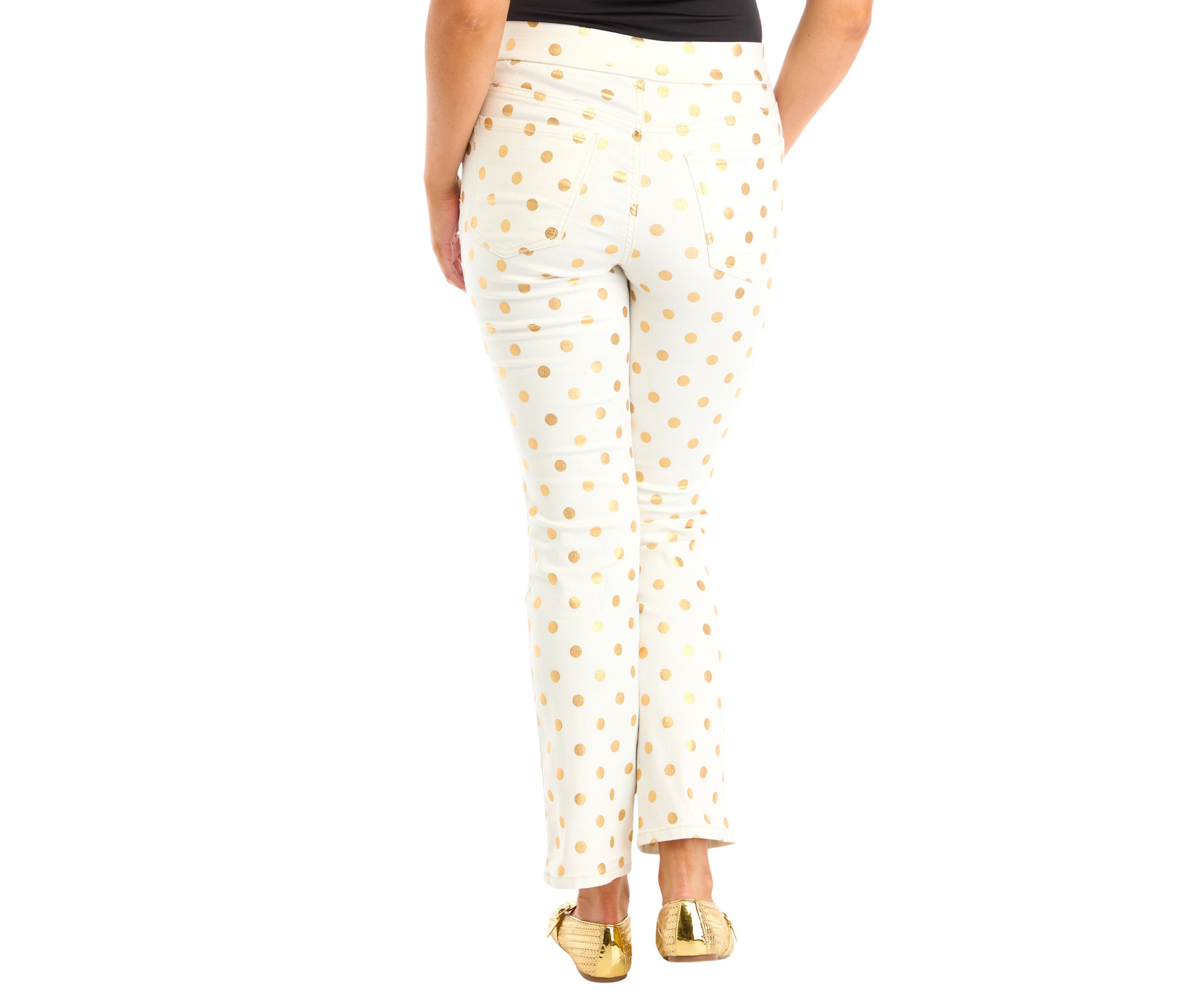 Womens Pull On Denim Pants with Foil 