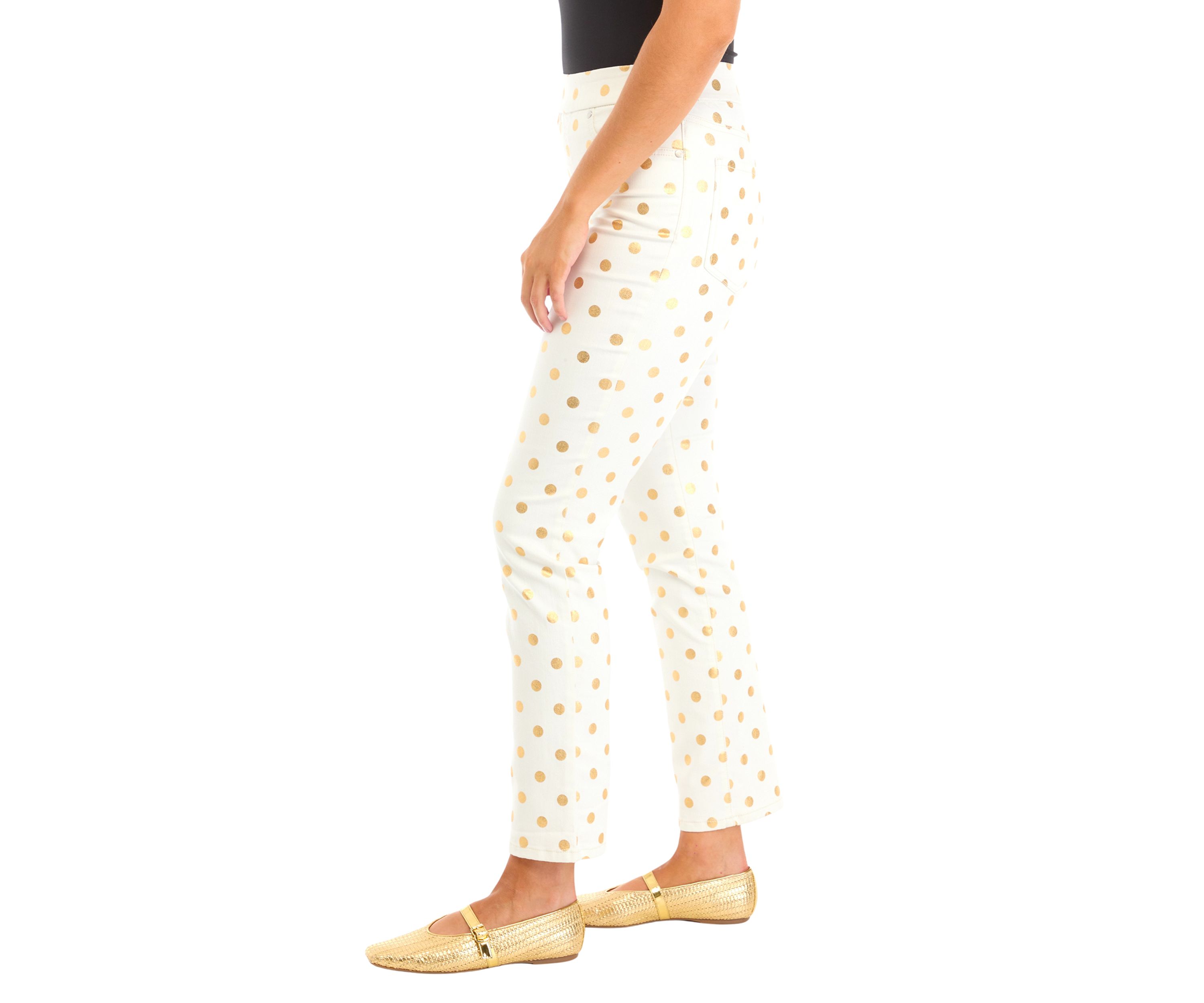 Womens Pull On Denim Pants with Foil 
