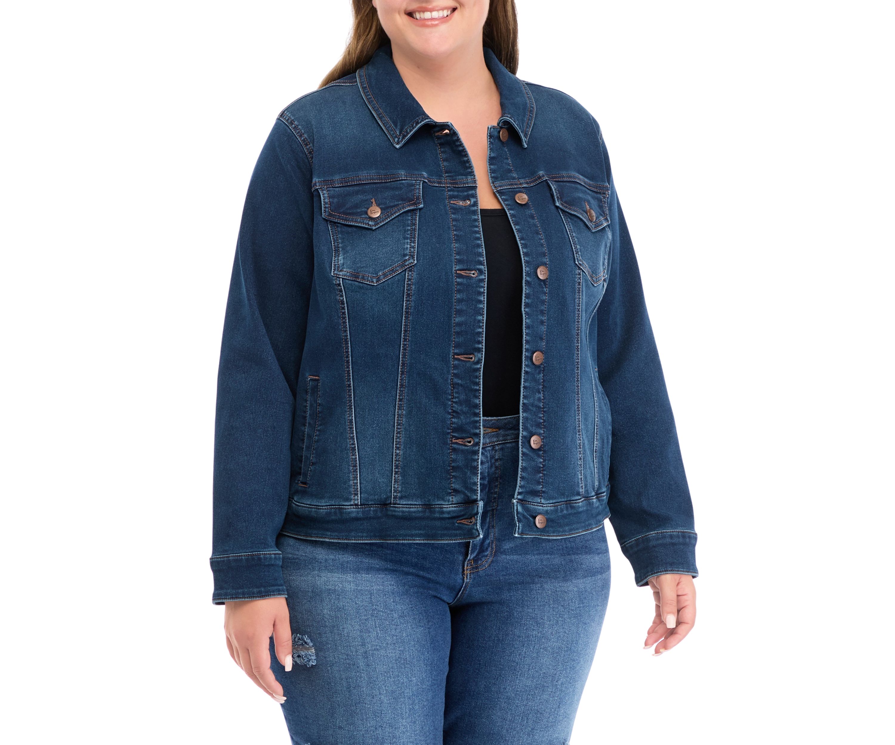 Plus Size Knit Denim Jacket