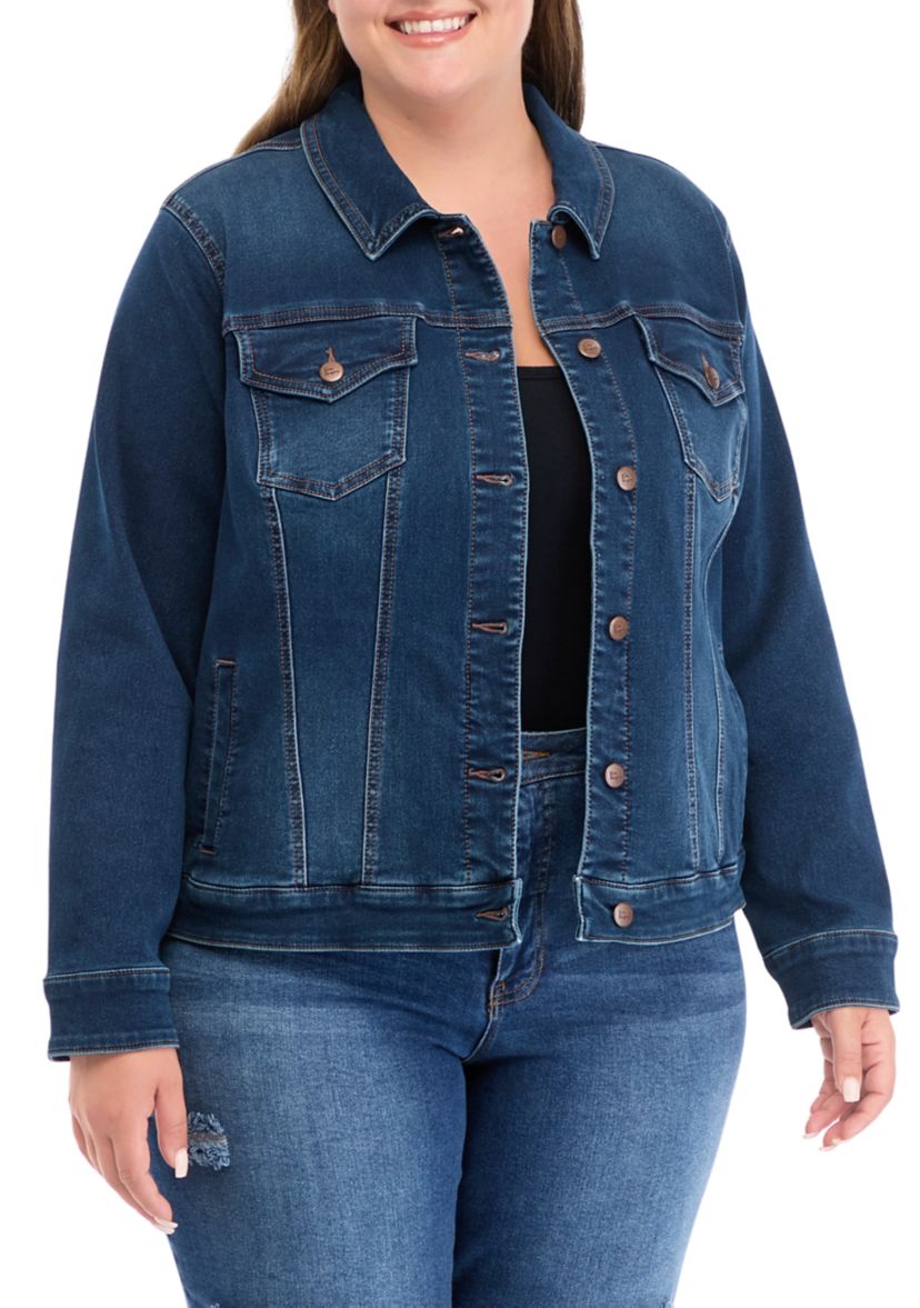 Plus Size Knit Denim Jacket