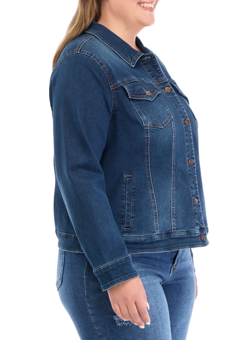 Plus Size Knit Denim Jacket