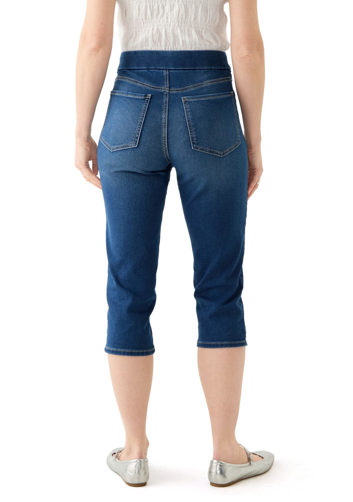 Womens Knit Denim Capri Jeans